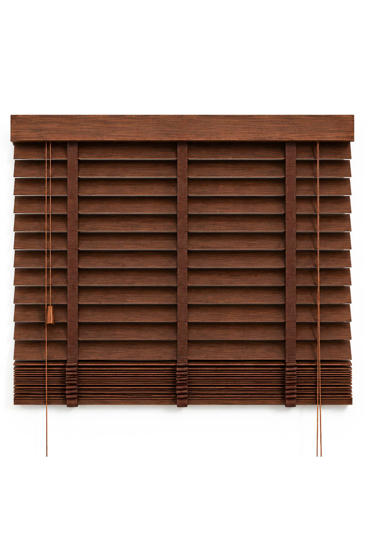 Wooden Blinds %100 Doğal Ahşap Jaluzi Perde 50mm,Alüminyum Kasalı Yüksek Kaliteli - Ceviz /W508PWB