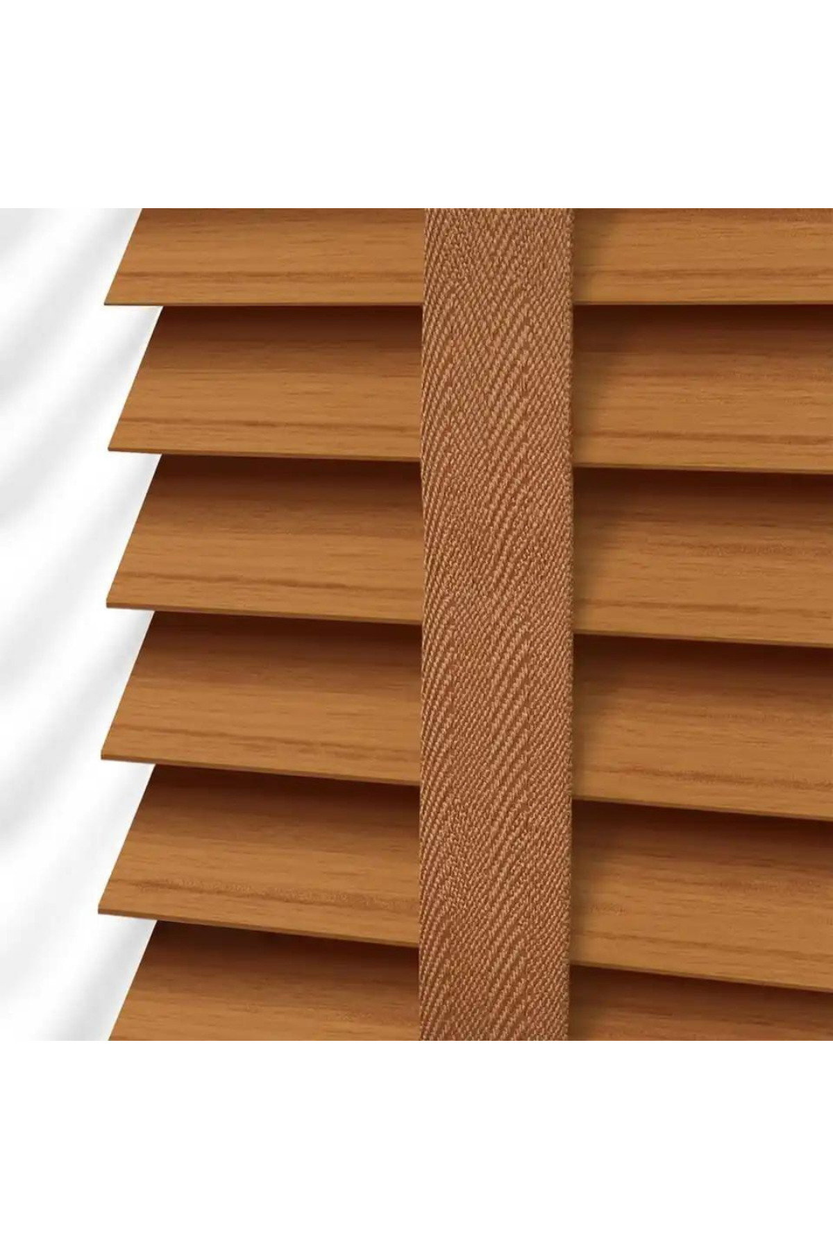 Wooden Blinds %100 Doğal Ahşap Jaluzi Perde 50mm, Alüminyum Kasal