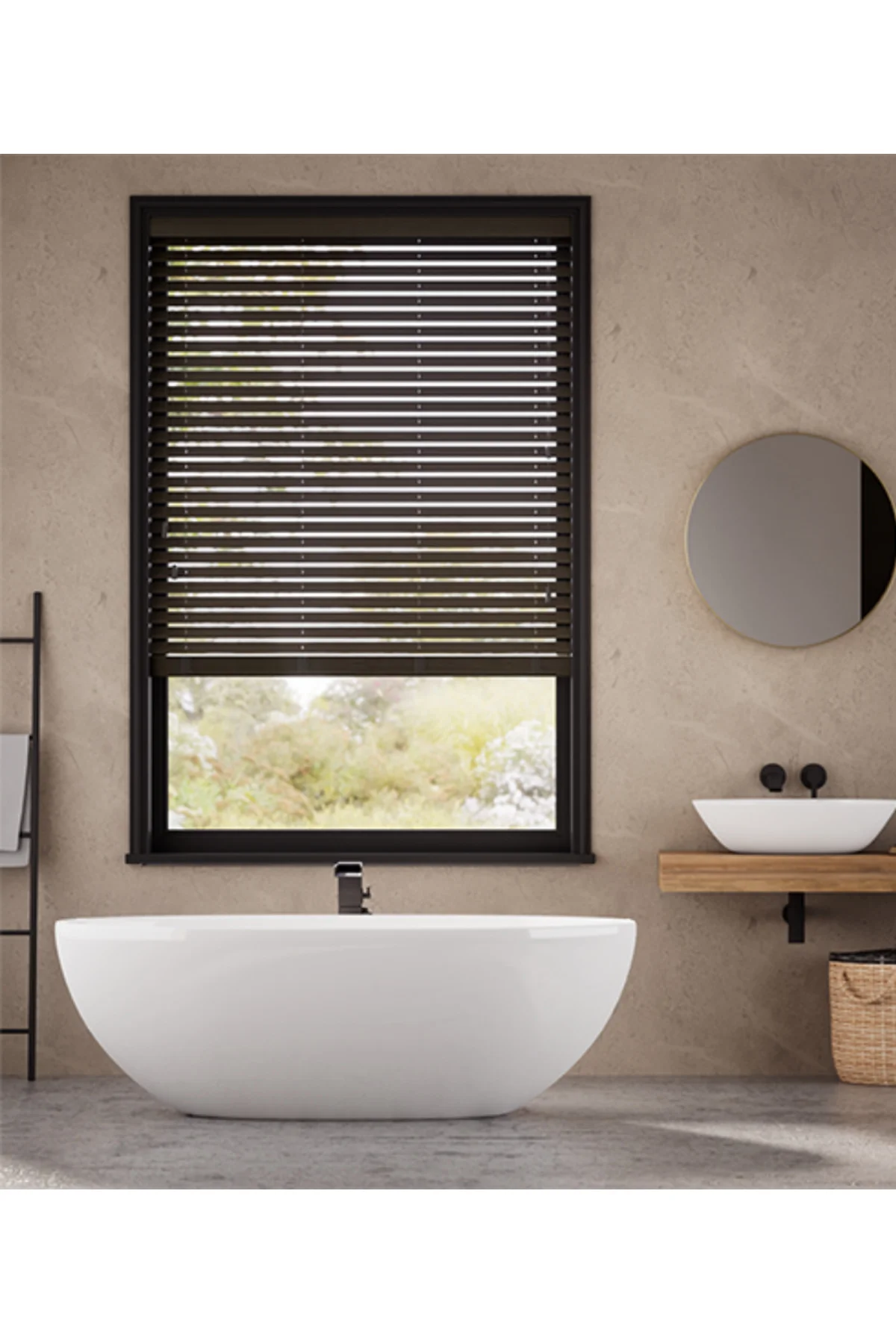 Wooden Blinds %100 Doğal Ahşap Jaluzi Perde 50mm,Alüminyum Kasalı