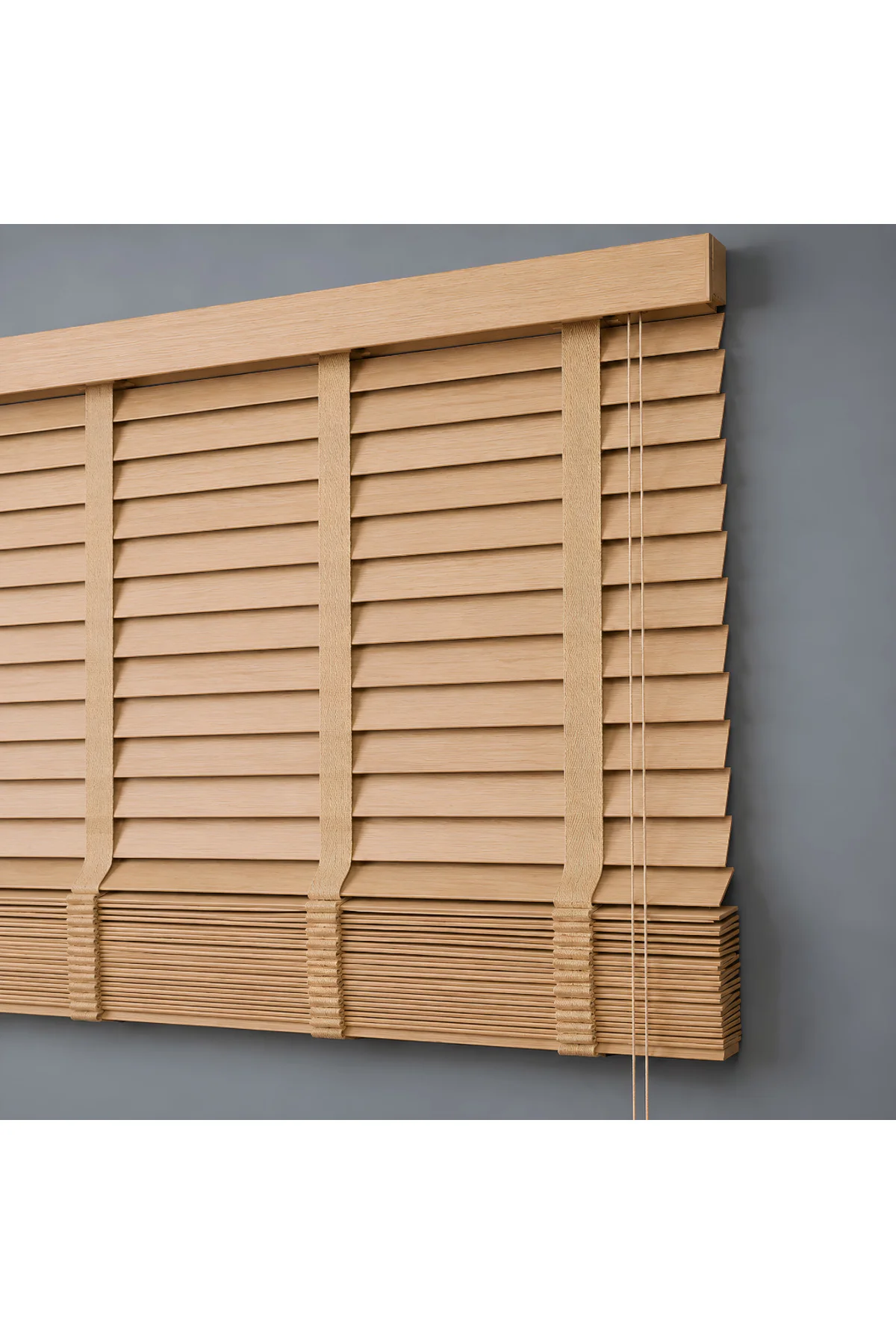 Wooden Blinds %100 Doğal Ahşap Jaluzi Perde 50mm,Alüminyum Kasalı Yüksek Kaliteli - A.Meşe 013PW