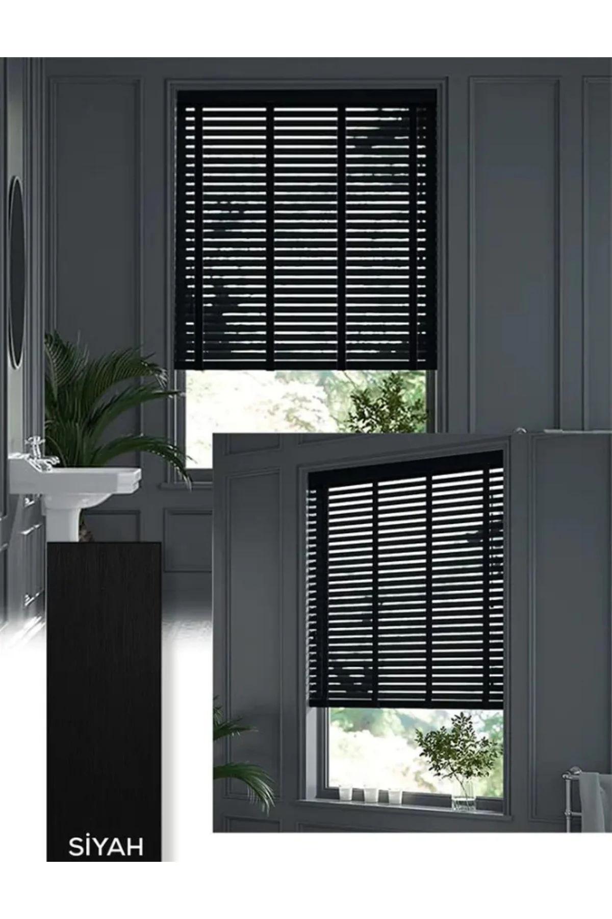 Wooden Blinds %100 Doğal Ahşap Jaluzi Perde 50mm, Alüminyum Kasal