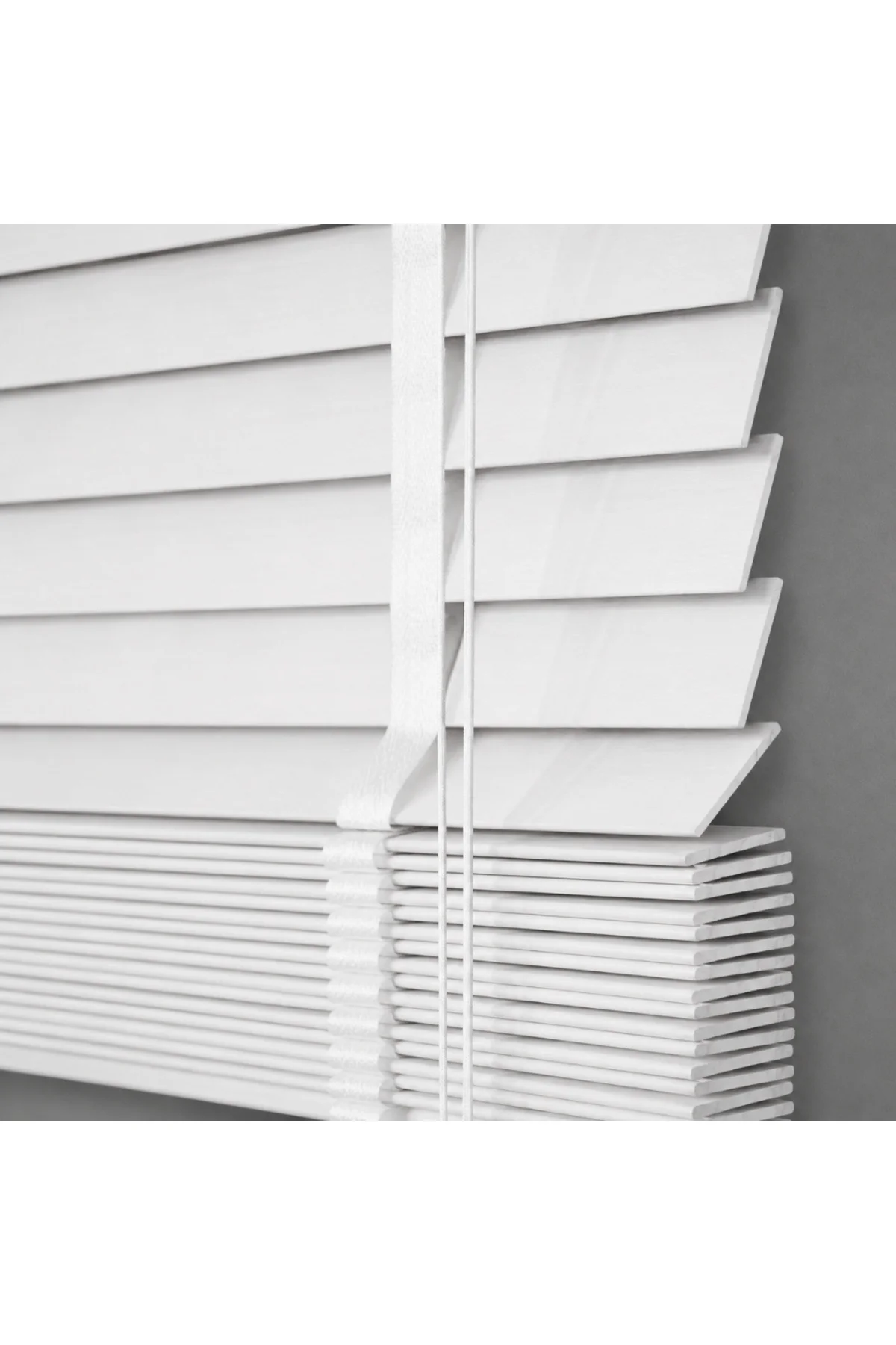 Wooden Blinds %100 Doğal Ahşap Jaluzi Perde 50mm,Alüminyum Kasalı Yüksek Kaliteli - Beyaz / 01PWB