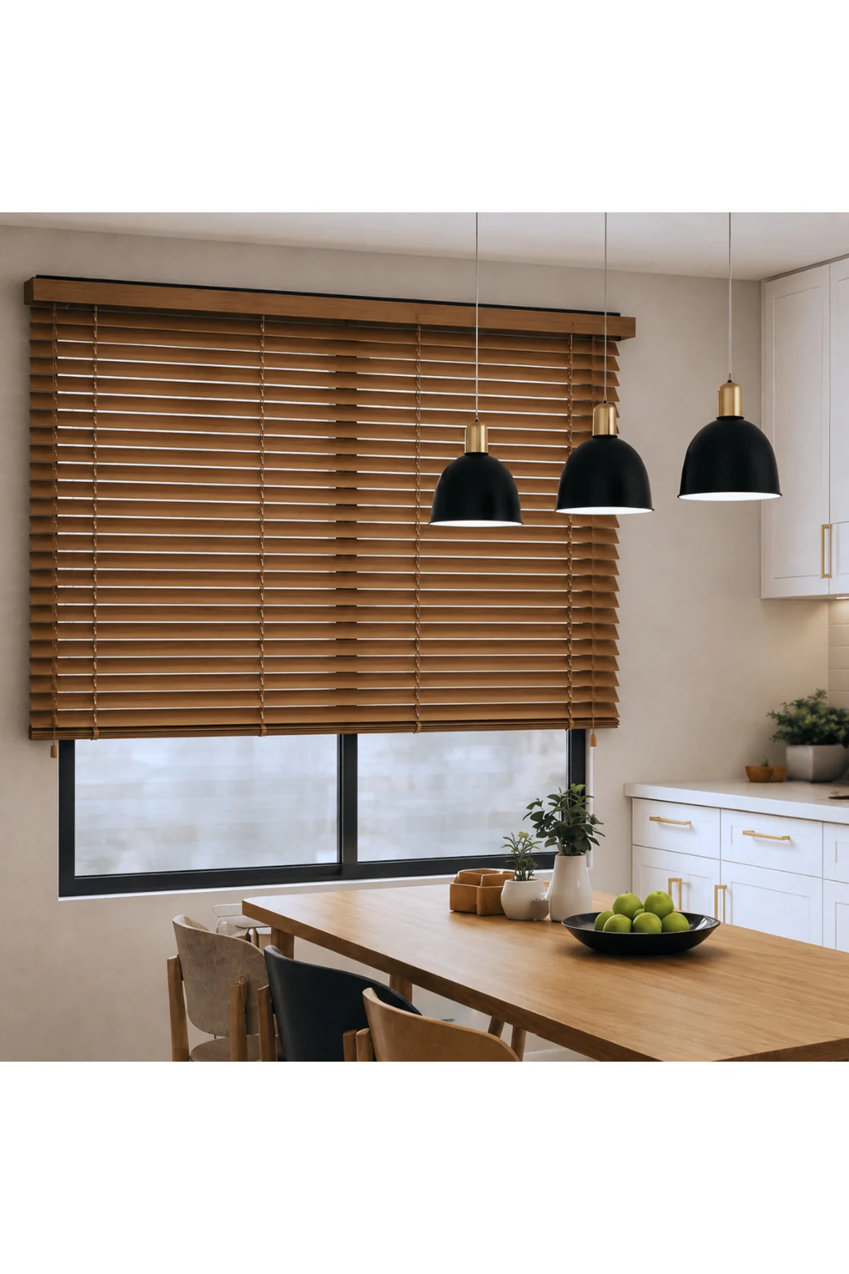 Wooden Blinds %100 Doğal Ahşap Jaluzi Perde 50mm,Alüminyum Kasalı Yüksek Kaliteli - Meşe MI/507PWB
