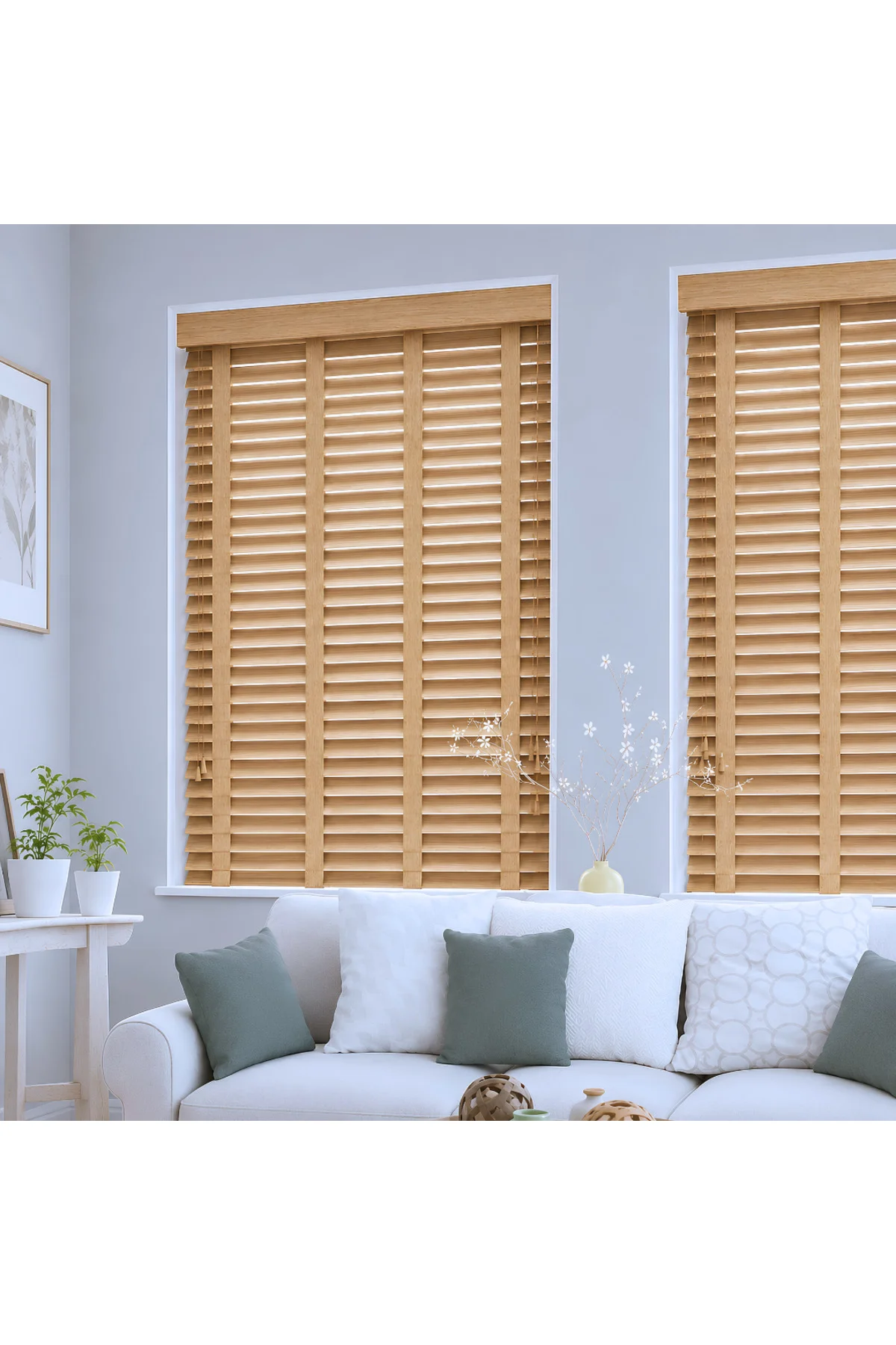 Wooden Blinds %100 Doğal Ahşap Jaluzi Perde 50mm,Alüminyum Kasalı Yüksek Kaliteli - A.Meşe /W013PW