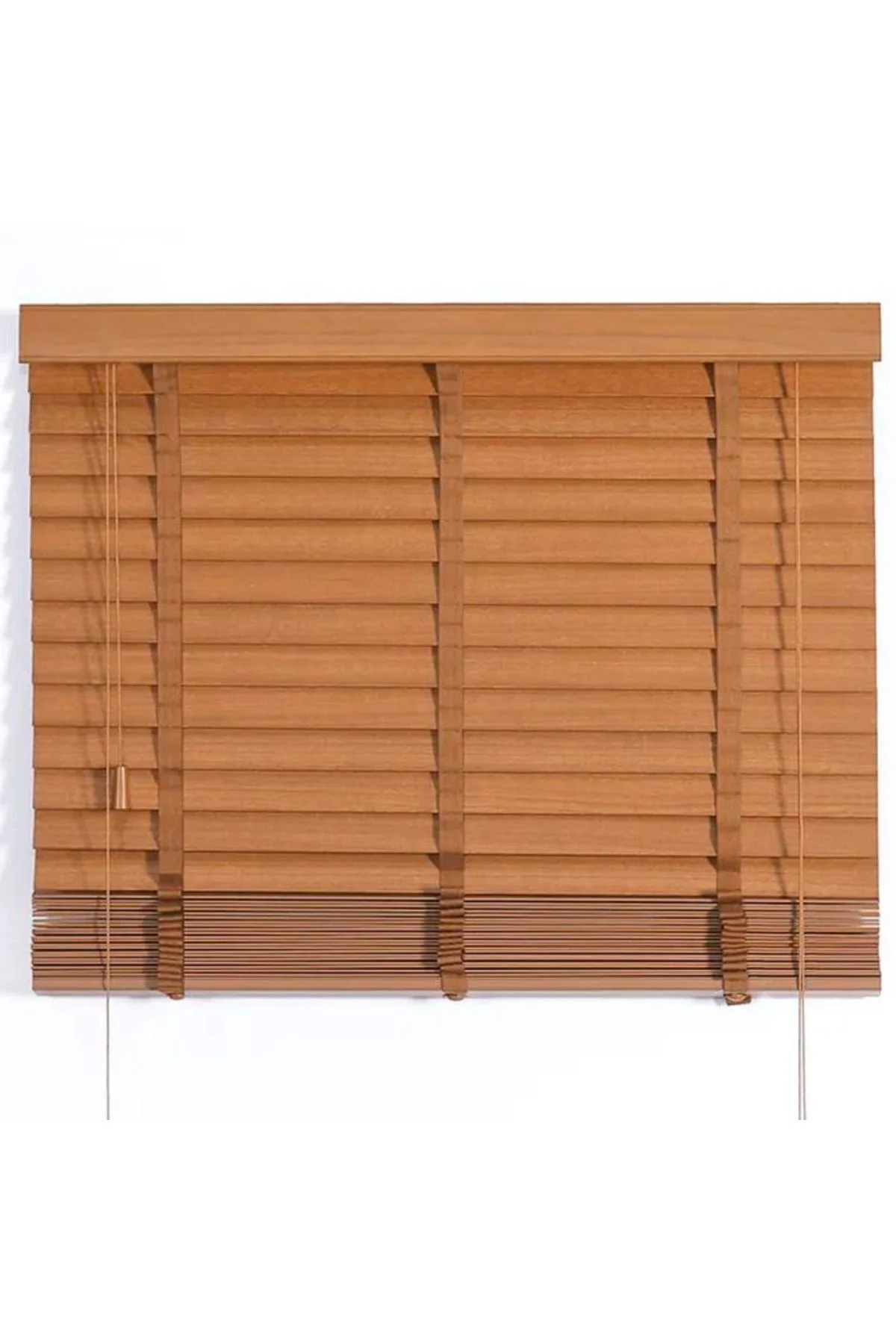 Wooden Blinds %100 Doğal Ahşap Jaluzi Perde 50mm, Alüminyum Kasal