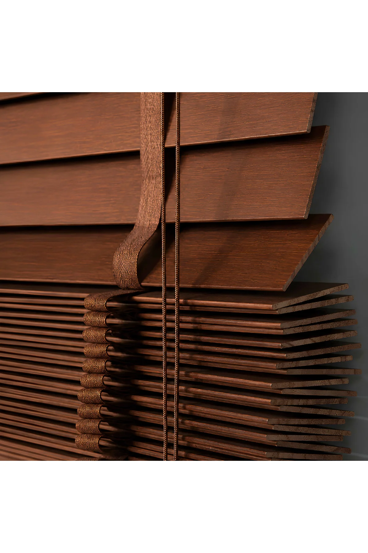 Wooden Blinds %100 Doğal Ahşap Jaluzi Perde 50mm,Alüminyum Kasalı Yüksek Kaliteli - CEVİZ KAHVESİ (KURDELALI) 508PWB Wooden Blinds %100 Doğal Ahşap Jaluzi Perde 50mm,Alüminyum Kasalı Yüksek Kaliteli - CEVİZ KAHVESİ (KURDELALI) 508PWB
