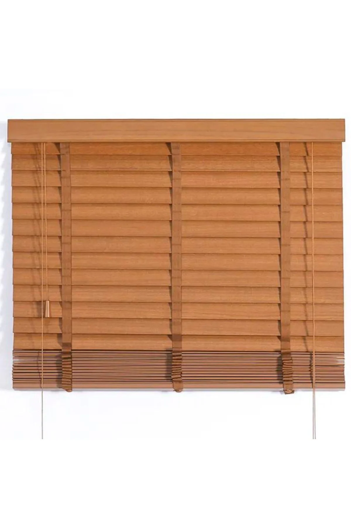 Wooden Blinds %100 Doğal Ahşap Jaluzi Perde 50mm, Alüminyum Kasal