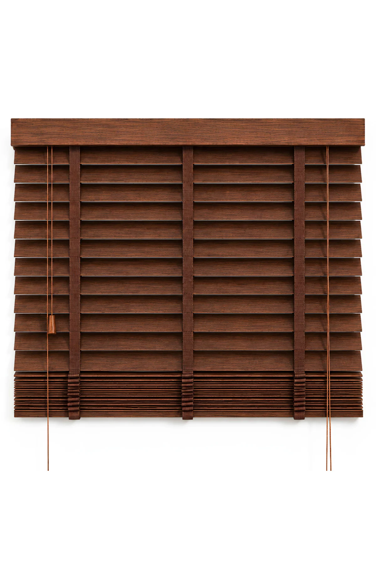 Wooden Blinds %100 Doğal Ahşap Jaluzi Perde 50mm,Alüminyum Kasalı Yüksek Kaliteli - CEVİZ KAHVESİ (KURDELALI) 508PWB Wooden Blinds %100 Doğal Ahşap Jaluzi Perde 50mm,Alüminyum Kasalı Yüksek Kaliteli - CEVİZ KAHVESİ (KURDELALI) 508PWB
