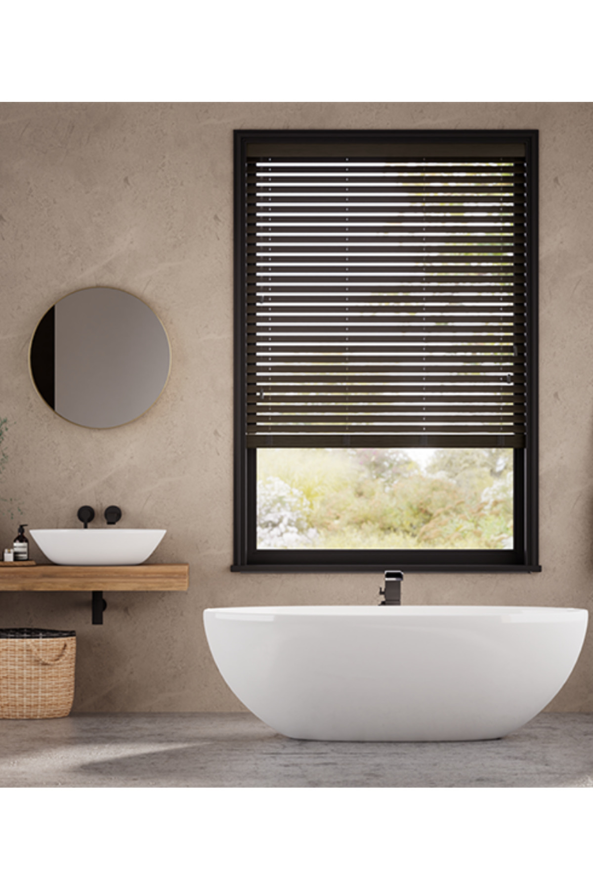 Wooden Blinds %100 Doğal Ahşap Jaluzi Perde 50mm,Alüminyum Kasalı