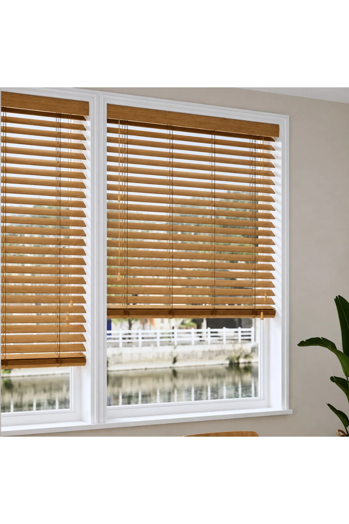 Wooden Blinds %100 Doğal Ahşap Jaluzi Perde 50mm,Alüminyum Kasalı Yüksek Kaliteli - Meşe MIX/507PWB