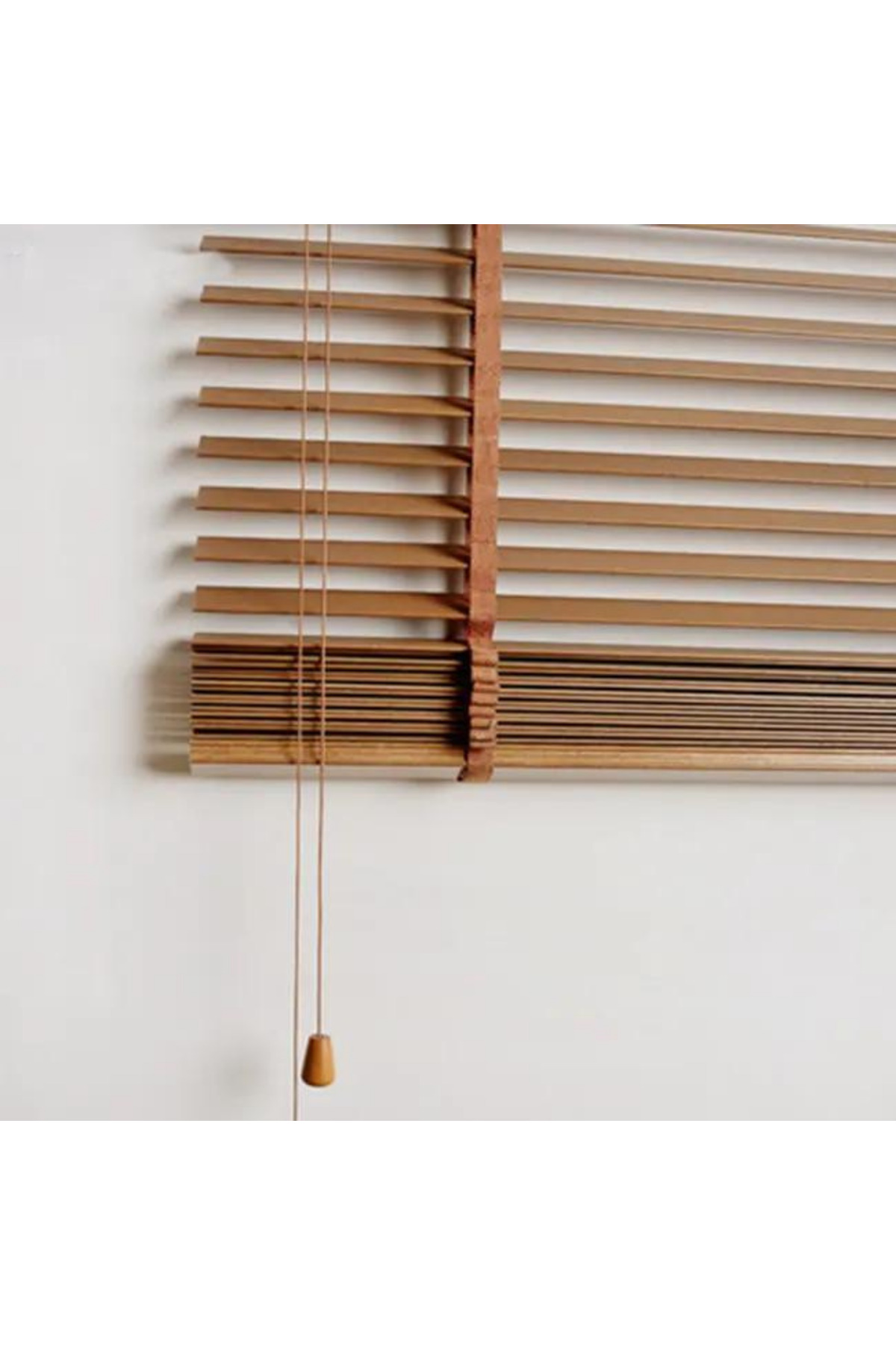Wooden Blinds %100 Doğal Ahşap Jaluzi Perde 50mm, Alüminyum Kasal