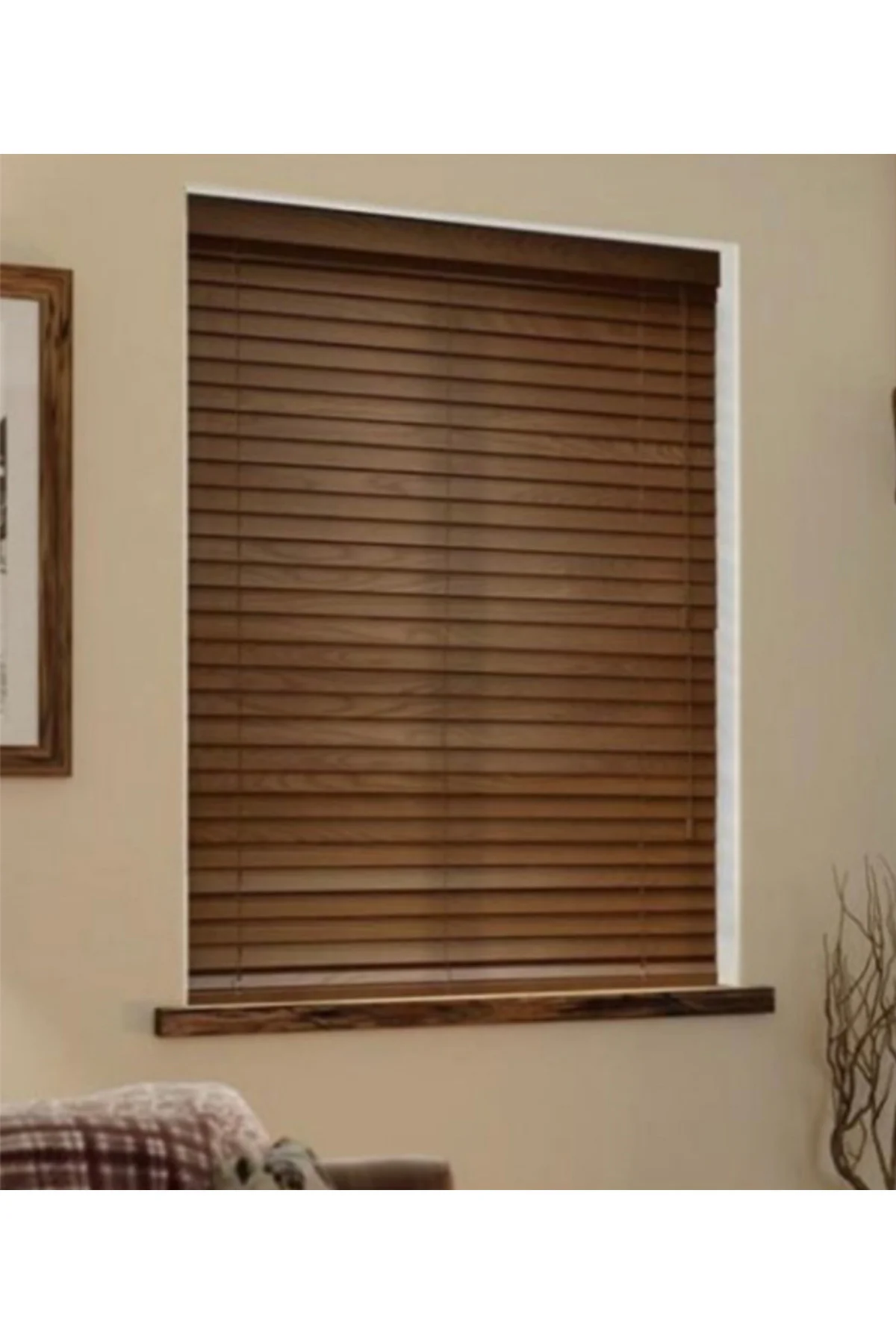 Wooden Blinds %100 Doğal Ahşap Jaluzi Perde 50mm, Alüminyum Kasal