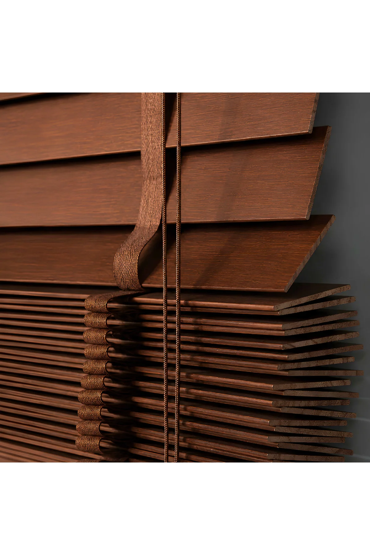 Wooden Blinds %100 Doğal Ahşap Jaluzi Perde 50mm,Alüminyum Kasalı Yüksek Kaliteli - Ceviz /W508PWB