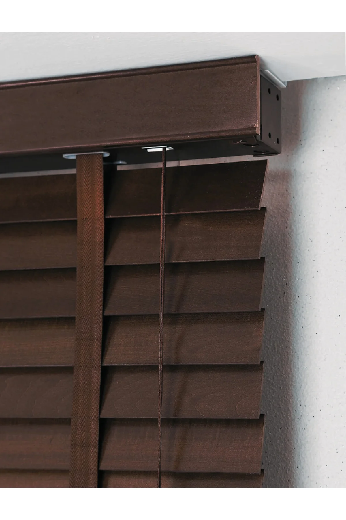 Wooden Blinds %100 Doğal Ahşap Jaluzi Perde 50mm,Alüminyum Kasalı Yüksek Kaliteli - Koyu Kahve (KURDELALI) YS/W0010PWB