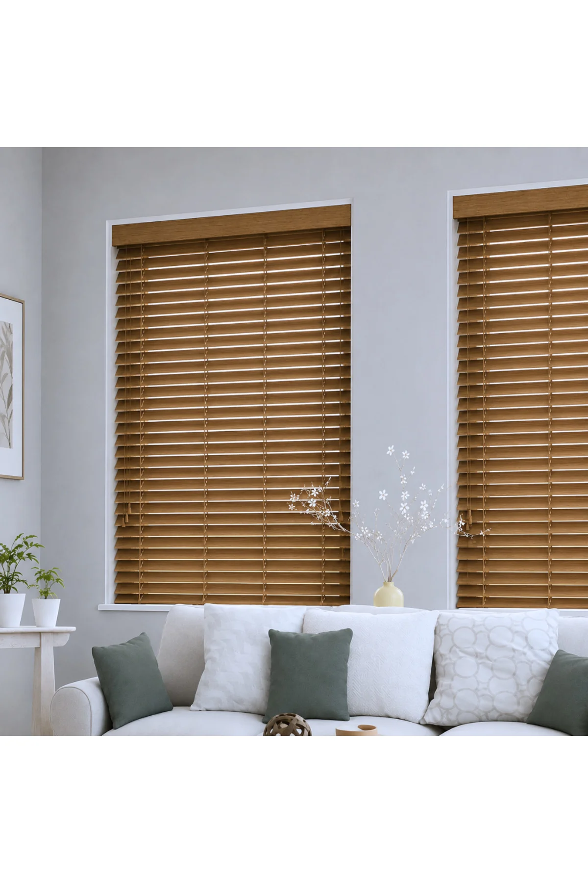 Wooden Blinds %100 Doğal Ahşap Jaluzi Perde 50mm,Alüminyum Kasalı Yüksek Kaliteli - Meşe MI/507PWB