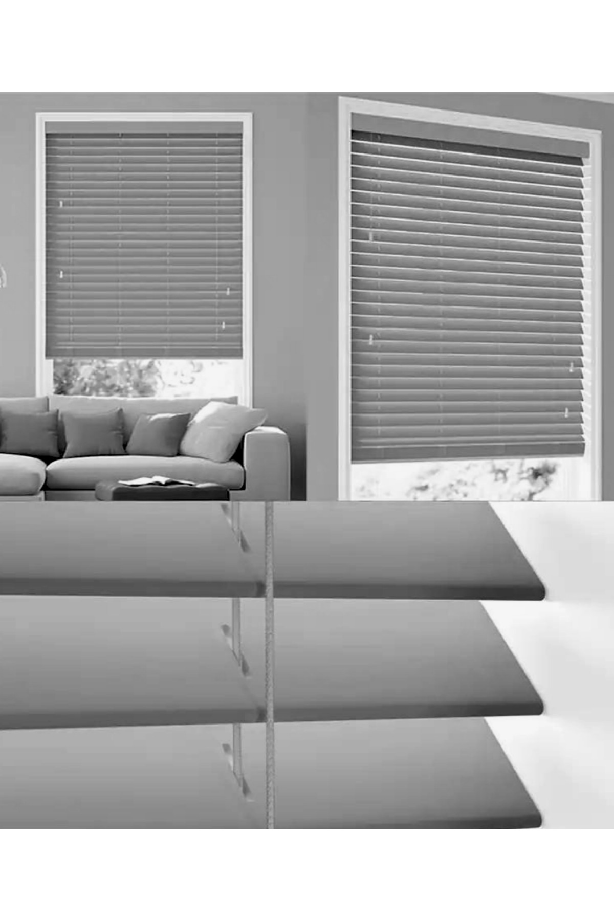 Wooden Blinds %100 Doğal Ahşap Jaluzi Perde 50mm,Alüminyum Kasalı