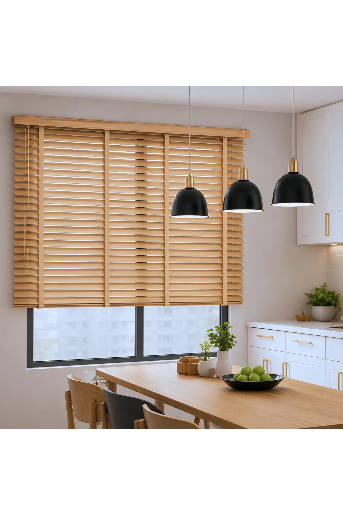 Wooden Blinds %100 Doğal Ahşap Jaluzi Perde 50mm,Alüminyum Kasalı Yüksek Kaliteli - A.Meşe J13PW