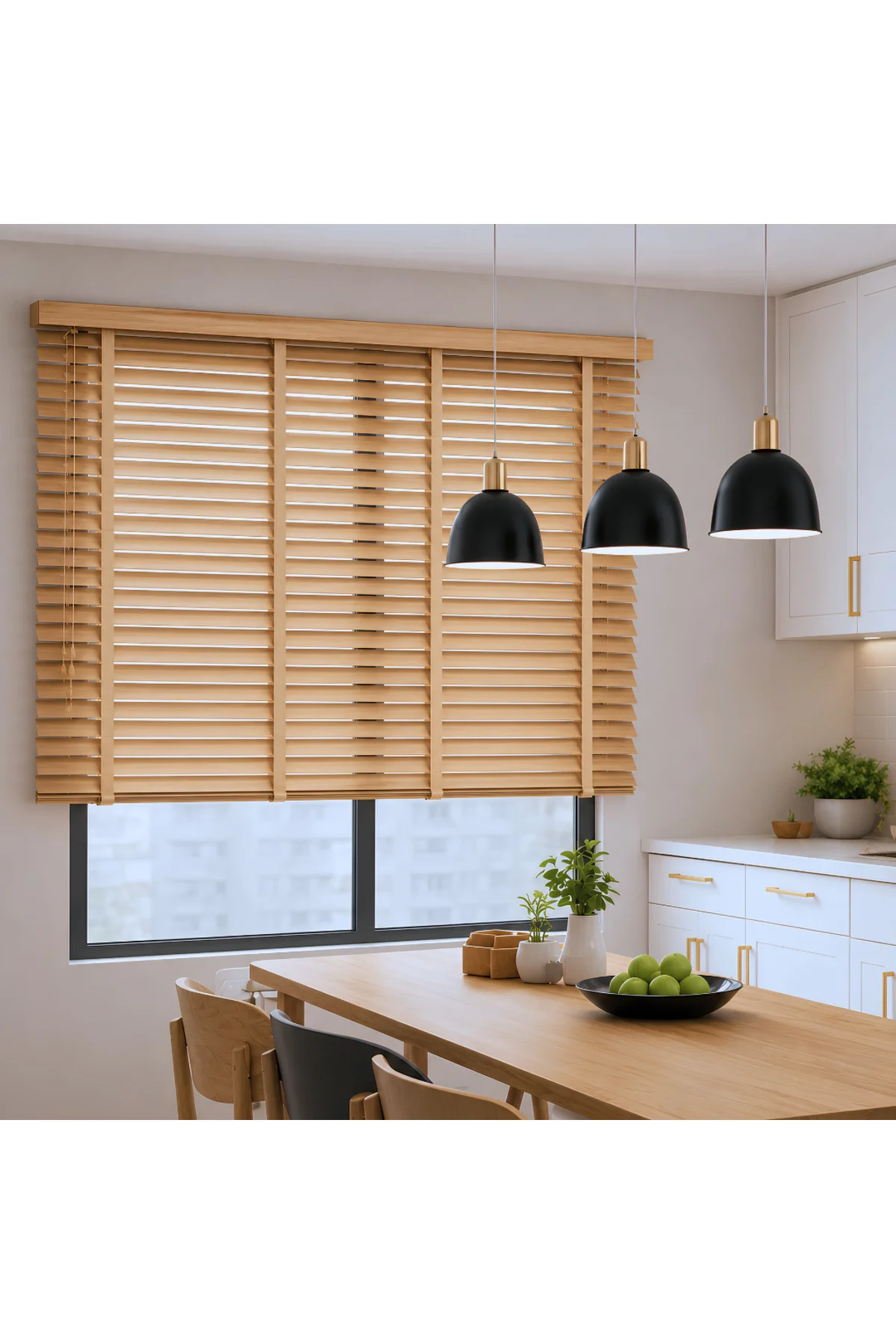 Wooden Blinds %100 Doğal Ahşap Jaluzi Perde 50mm,Alüminyum Kasalı Yüksek Kaliteli - A.Meşe 013PW