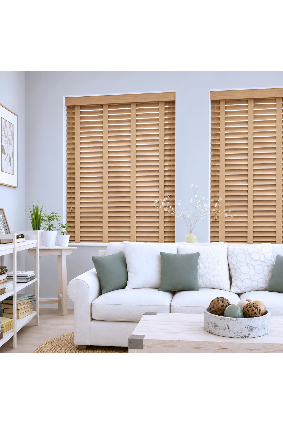 Wooden Blinds %100 Doğal Ahşap Jaluzi Perde 50mm,Alüminyum Kasalı Yüksek Kaliteli - A.Meşe 013PW