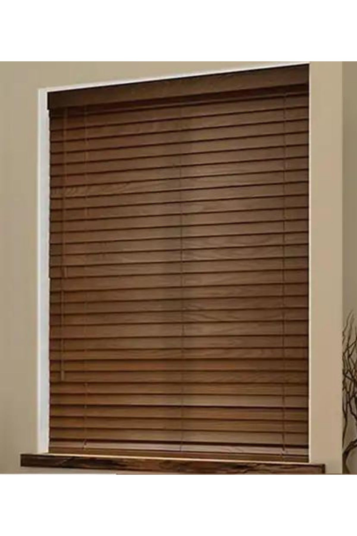 Wooden Blinds %100 Doğal Ahşap Jaluzi Perde 50mm,Alüminyum Kasalı