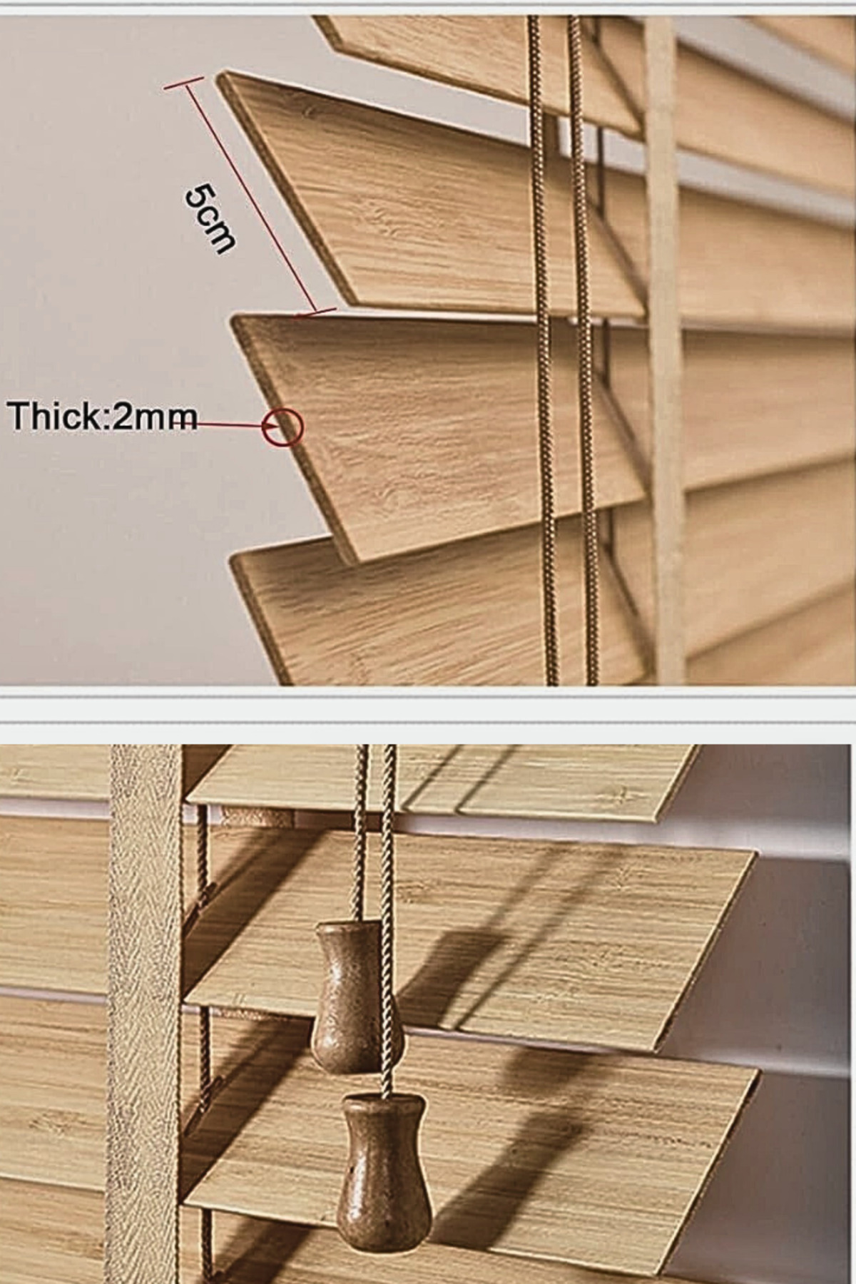 Wooden Blinds %100 Doğal Ahşap Jaluzi Perde 50mm,Alüminyum Kasalı