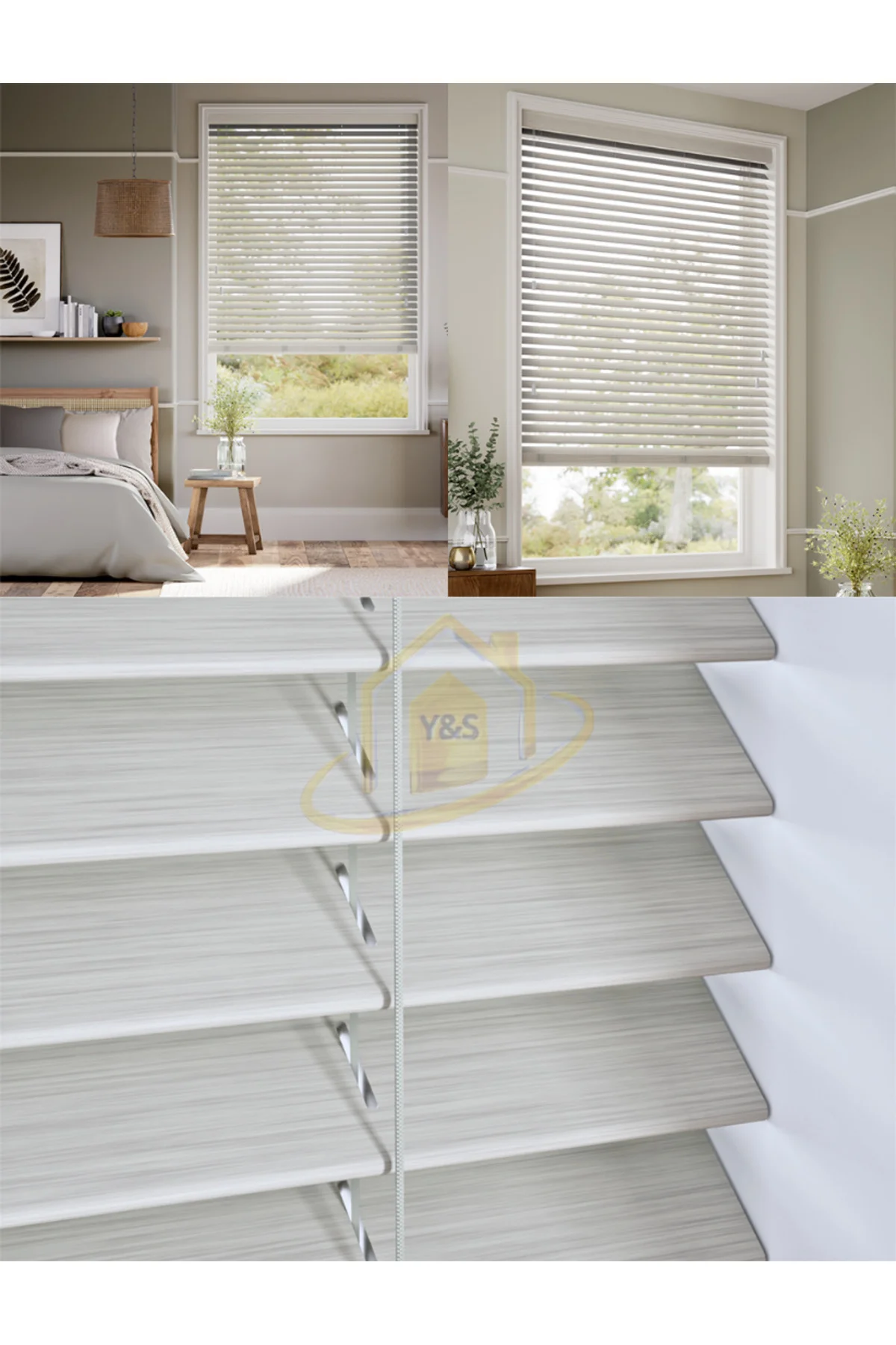 Wooden Blinds %100 Doğal Ahşap Jaluzi Perde 50mm,Alüminyum Kasalı