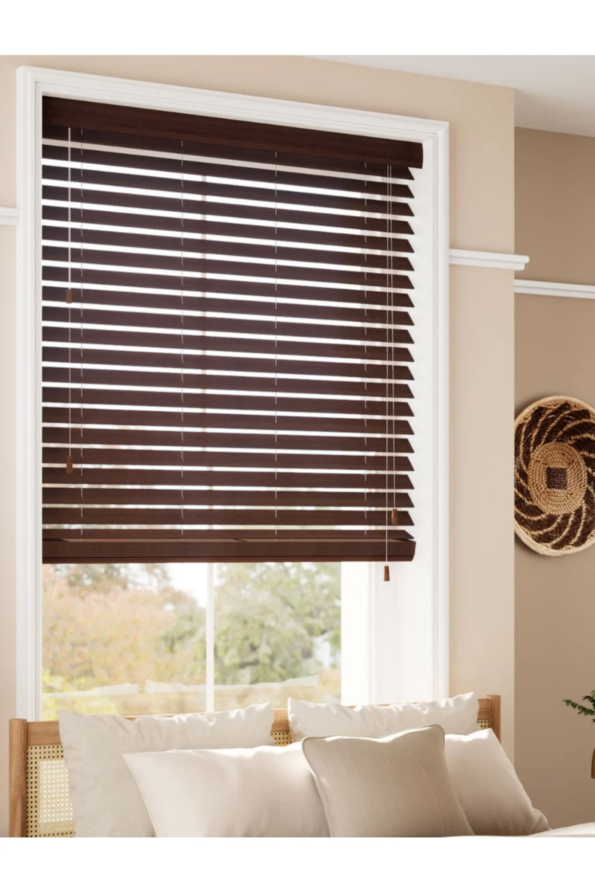 Wooden Blinds %100 Doğal Ahşap Jaluzi Perde 50mm,Alüminyum Kasalı