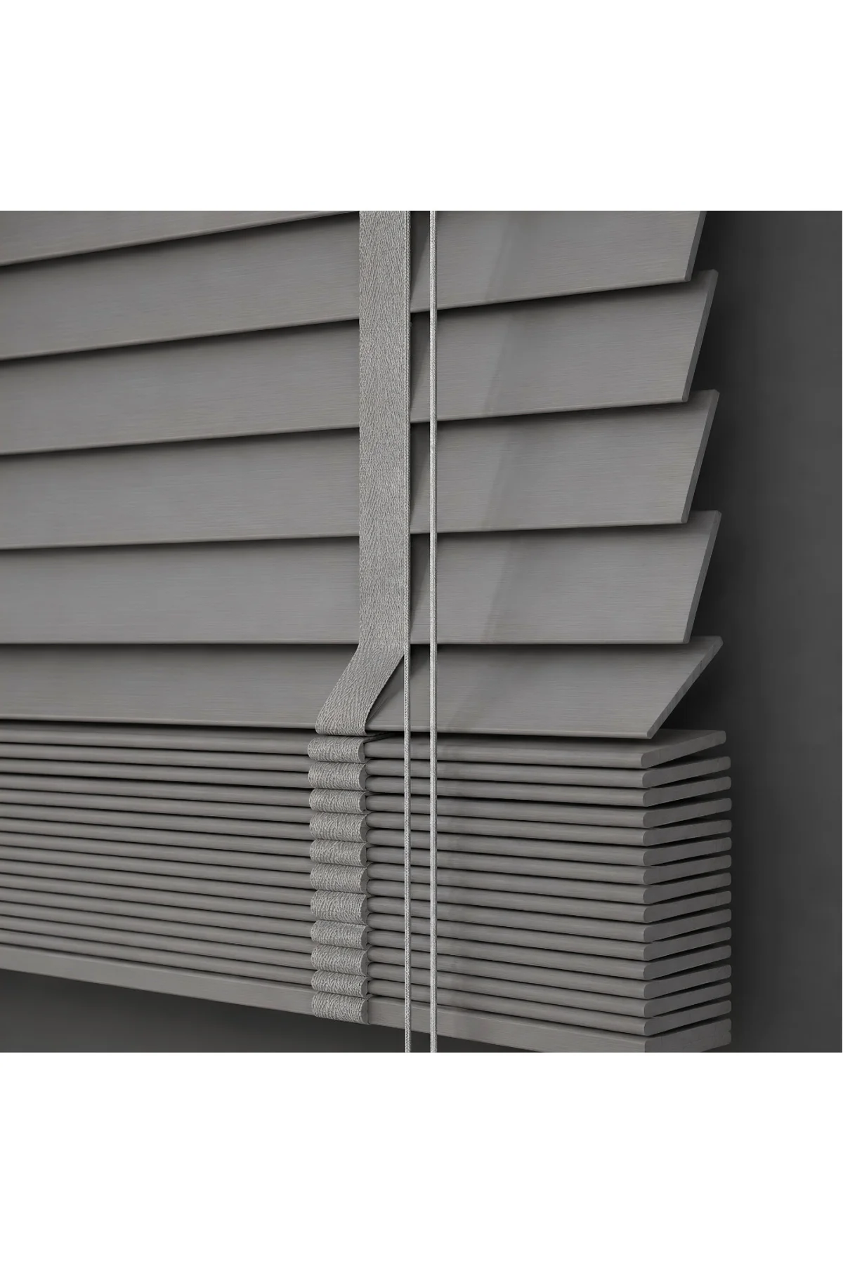 Wooden Blinds %100 Doğal Ahşap Jaluzi Perde 50mm,Alüminyum Kasalı Yüksek Kaliteli - Kül Grisi (Kurdelalı) W07PW