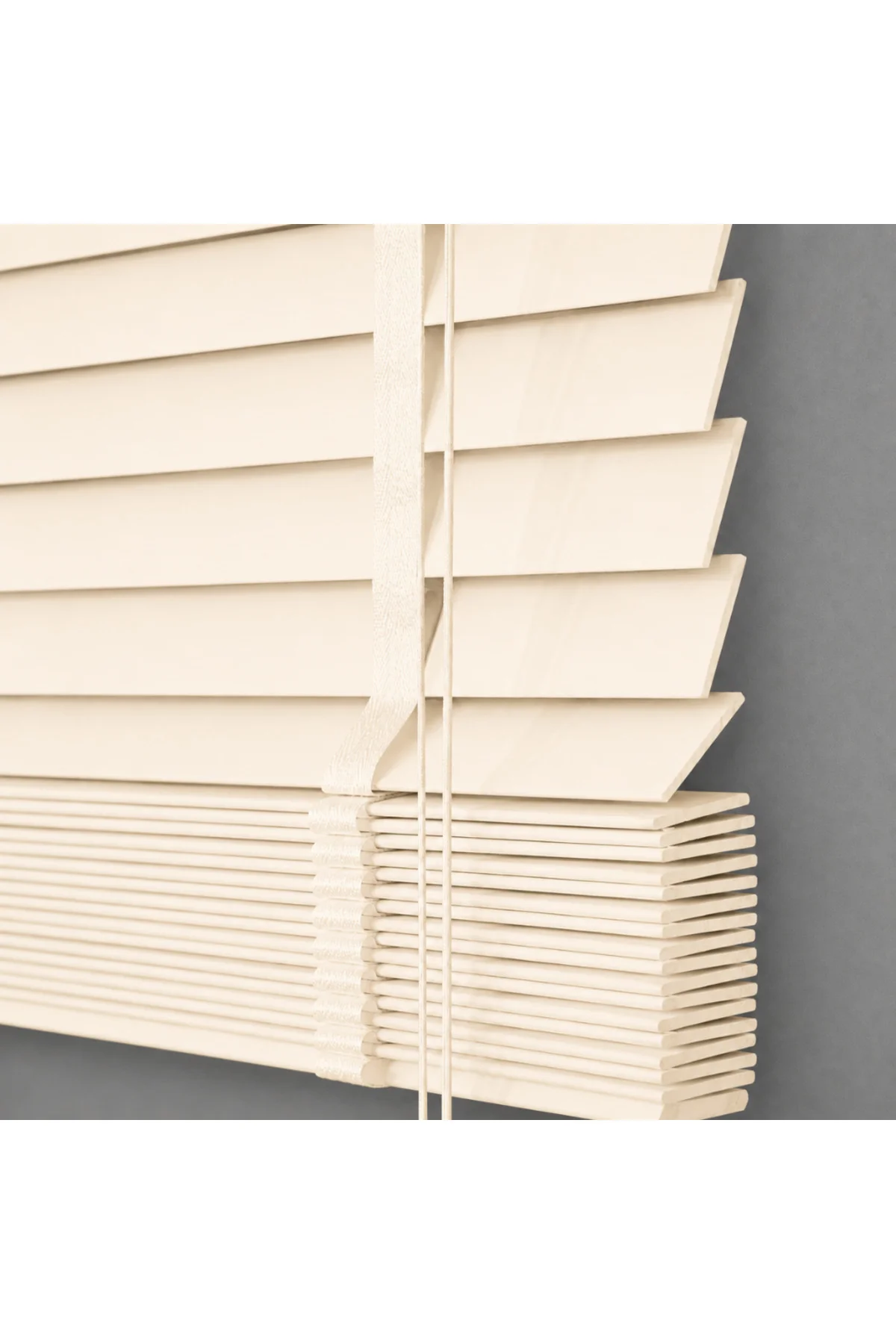 Wooden Blinds %100 Doğal Ahşap Jaluzi Perde 50mm,Alüminyum Kasalı Yüksek Kaliteli - Krem W46PWB