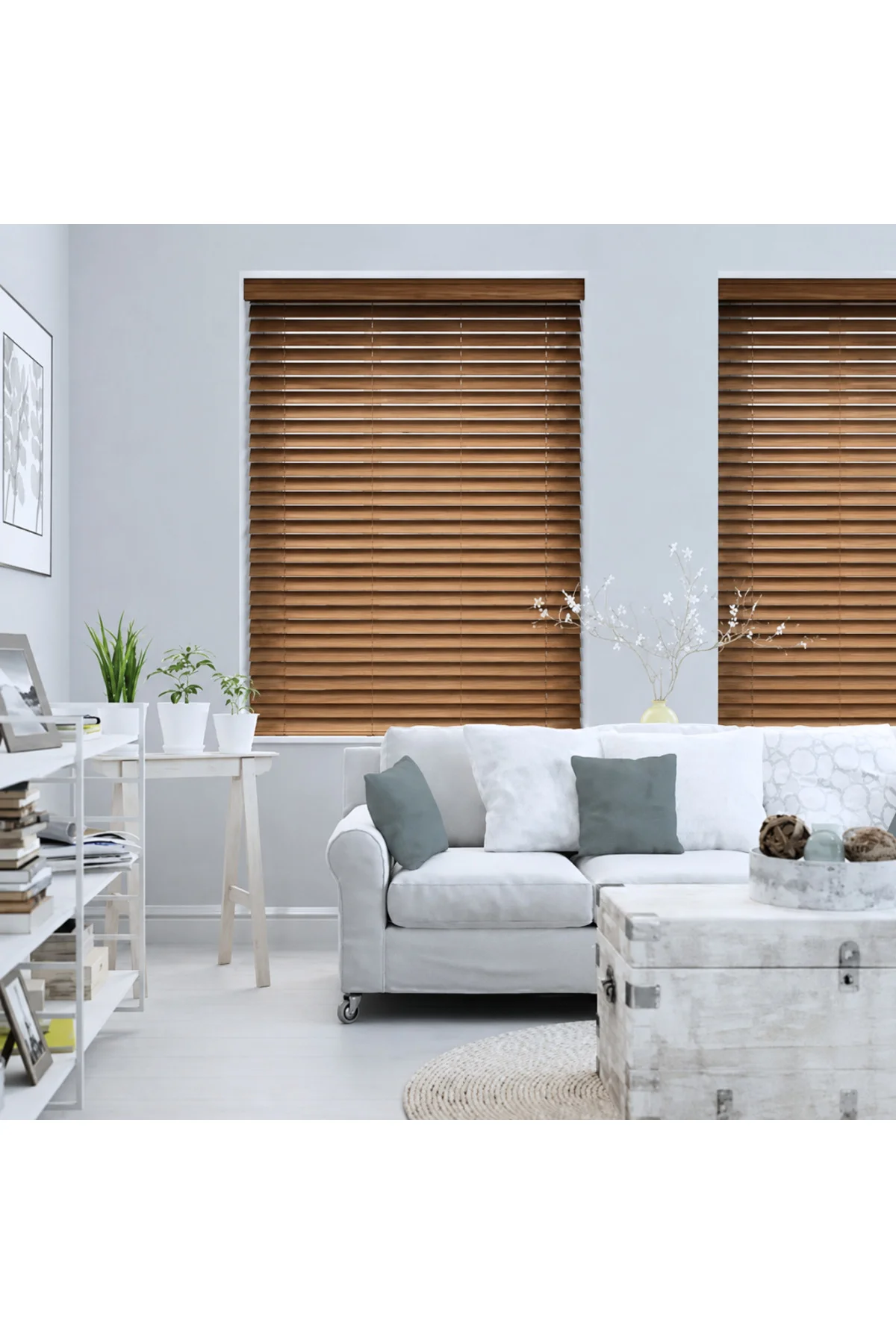 Wooden Blinds %100 Doğal Ahşap Jaluzi Perde 50mm,Alüminyum Kasalı Yüksek Kaliteli - Meşe MI/507PWB