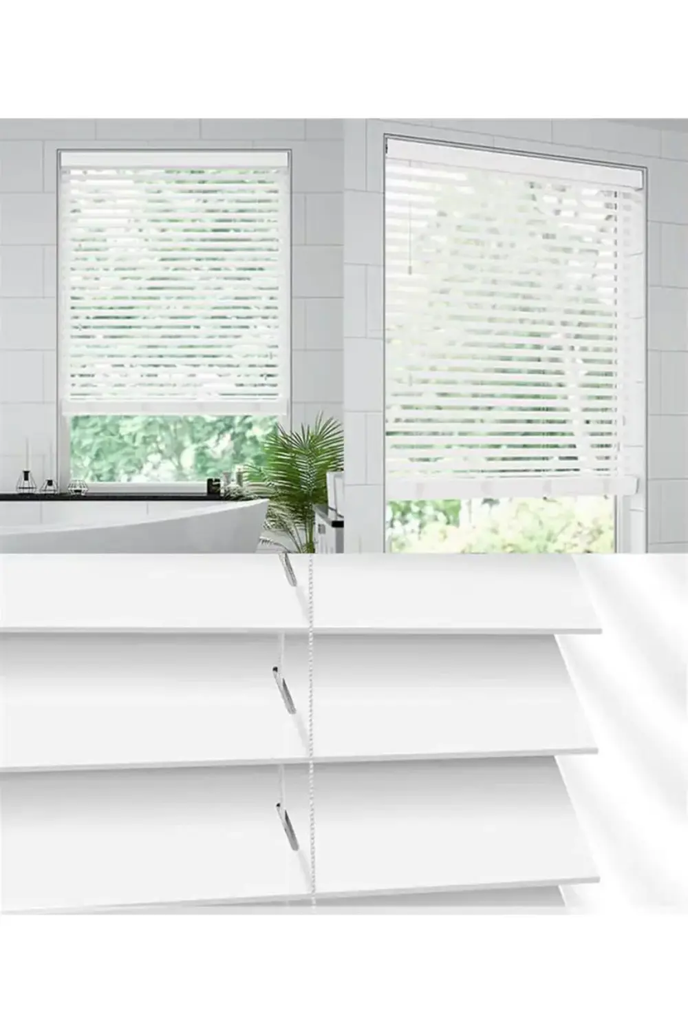 Wooden Blinds %100 Doğal Ahşap Jaluzi Perde 50mm,Alüminyum Kasalı