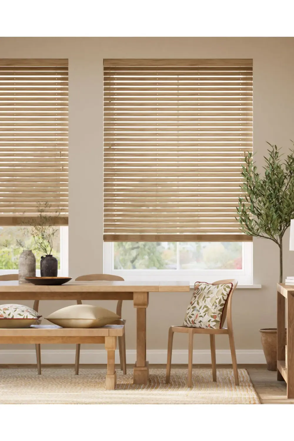 Wooden Blinds %100 Doğal Ahşap Jaluzi Perde 50mm,Alüminyum Kasalı