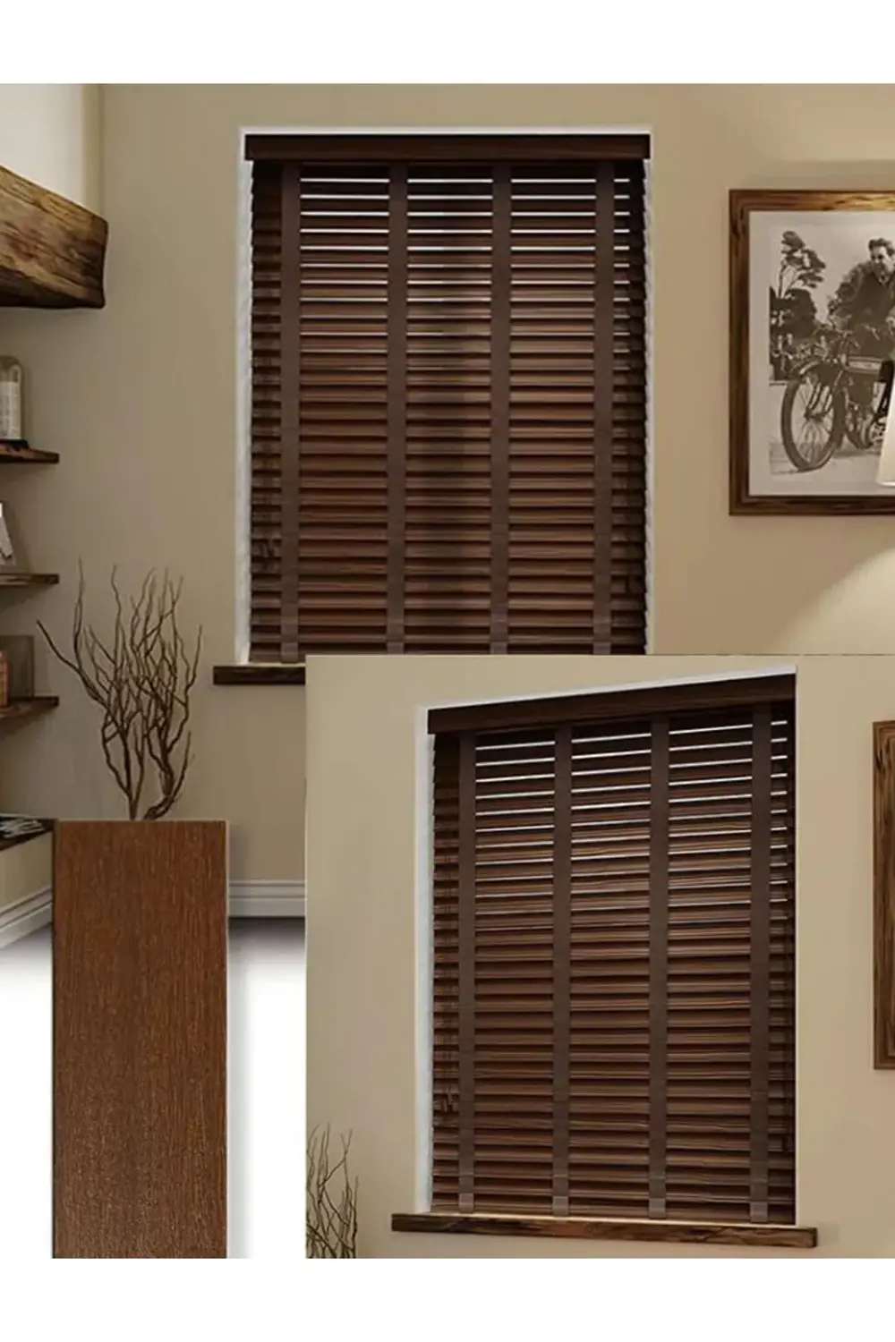 Wooden Blinds %100 Doğal Ahşap Jaluzi Perde 50mm,Alüminyum Kasalı