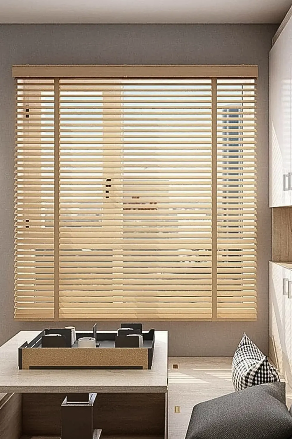 Wooden Blinds %100 Doğal Ahşap Jaluzi Perde 50mm,Alüminyum Kasalı