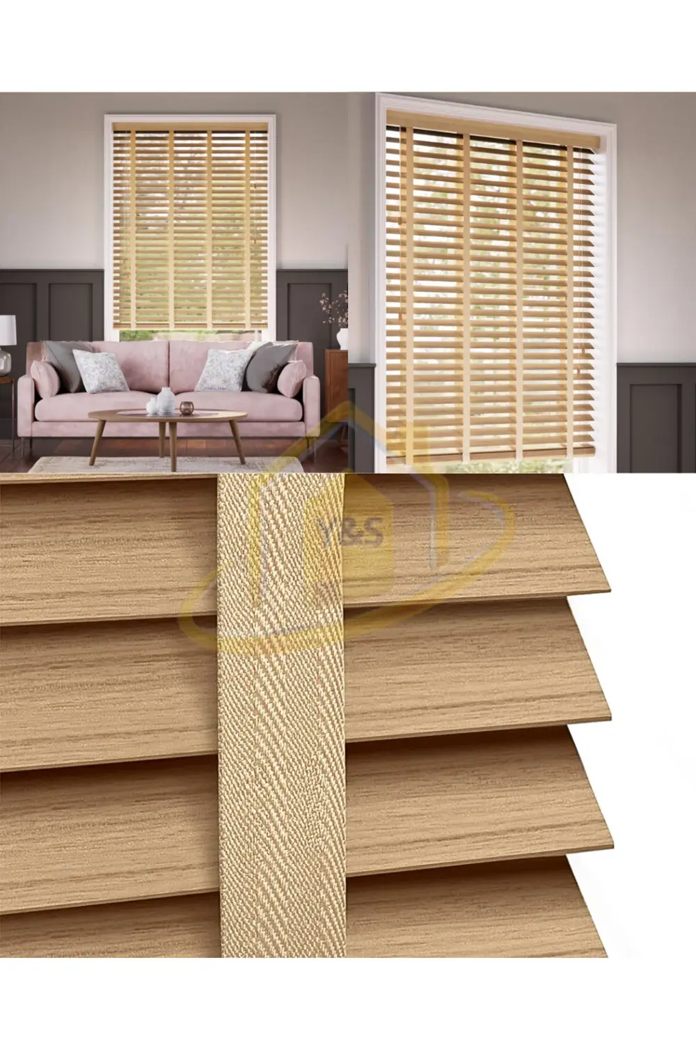 Wooden Blinds %100 Doğal Ahşap Jaluzi Perde 50mm,Alüminyum Kasalı