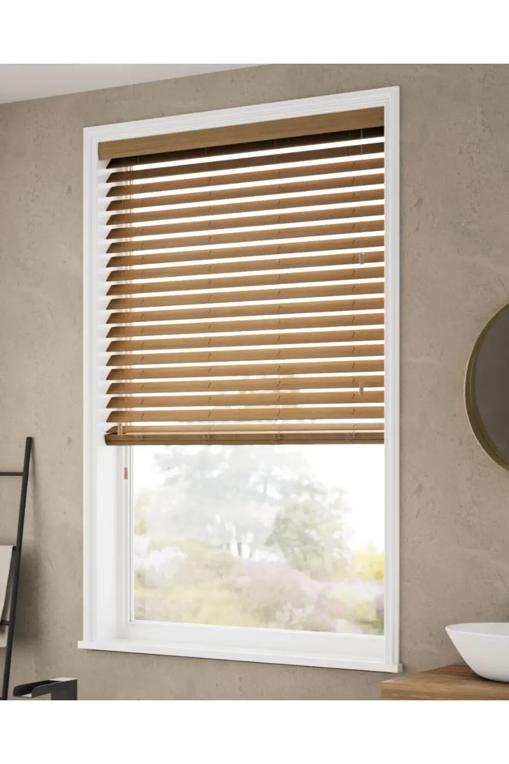 Wooden Blinds %100 Doğal Ahşap Jaluzi Perde 50mm,Alüminyum Kasalı