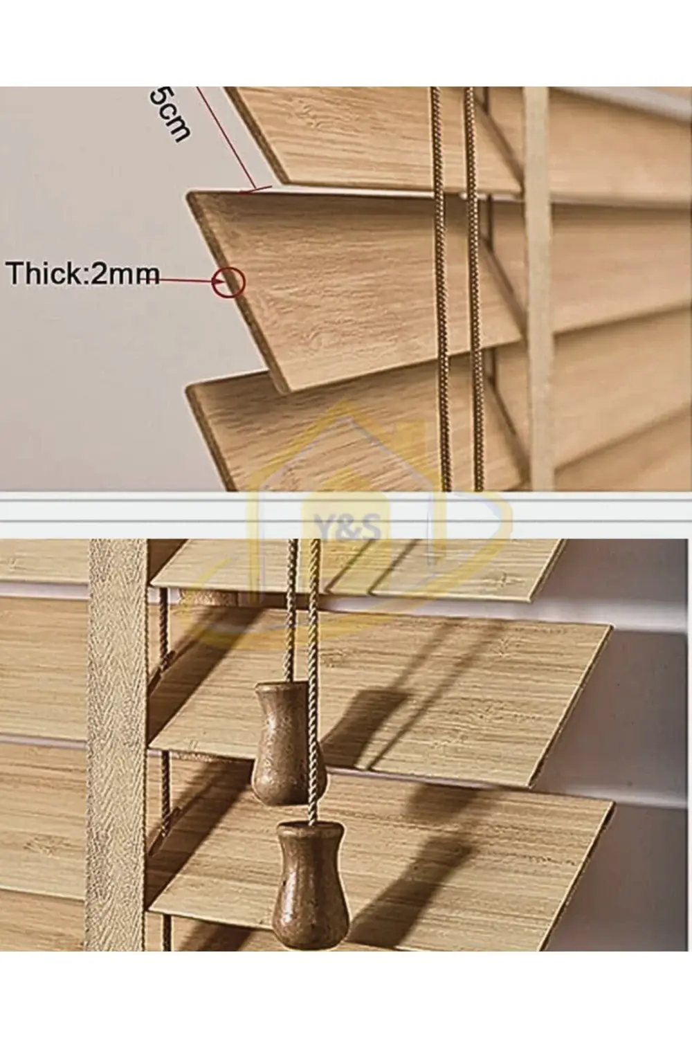 Wooden Blinds %100 Doğal Ahşap Jaluzi Perde 50mm,Alüminyum Kasalı