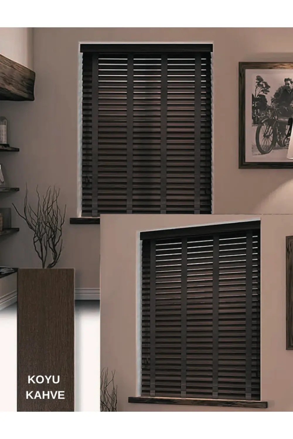 Wooden Blinds %100 Doğal Ahşap Jaluzi Perde 50mm,Alüminyum Kasalı