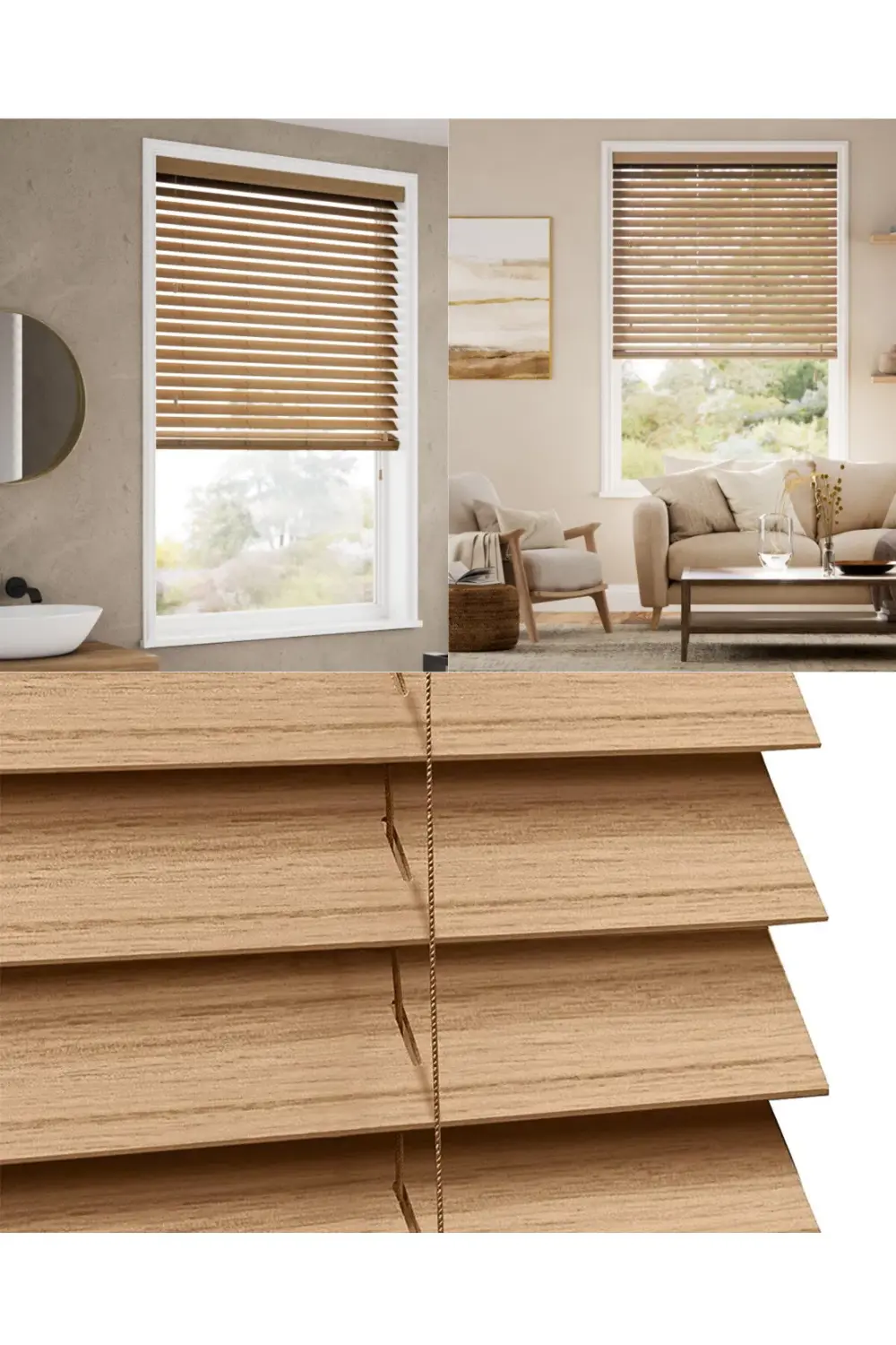 Wooden Blinds %100 Doğal Ahşap Jaluzi Perde 50mm,Alüminyum Kasalı