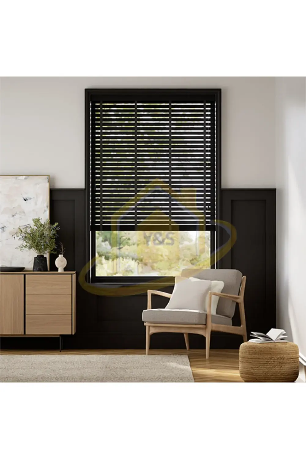 Wooden Blinds %100 Doğal Ahşap Jaluzi Perde 50mm,Alüminyum Kasalı