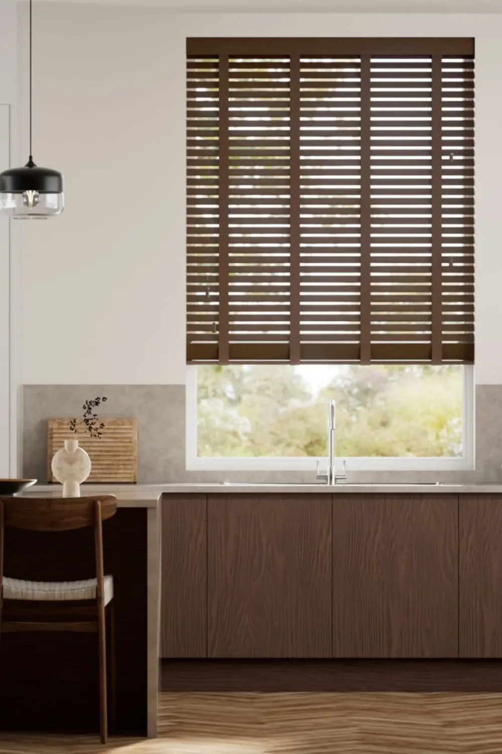Wooden Blinds %100 Doğal Ahşap Jaluzi Perde 50mm,Alüminyum Kasalı