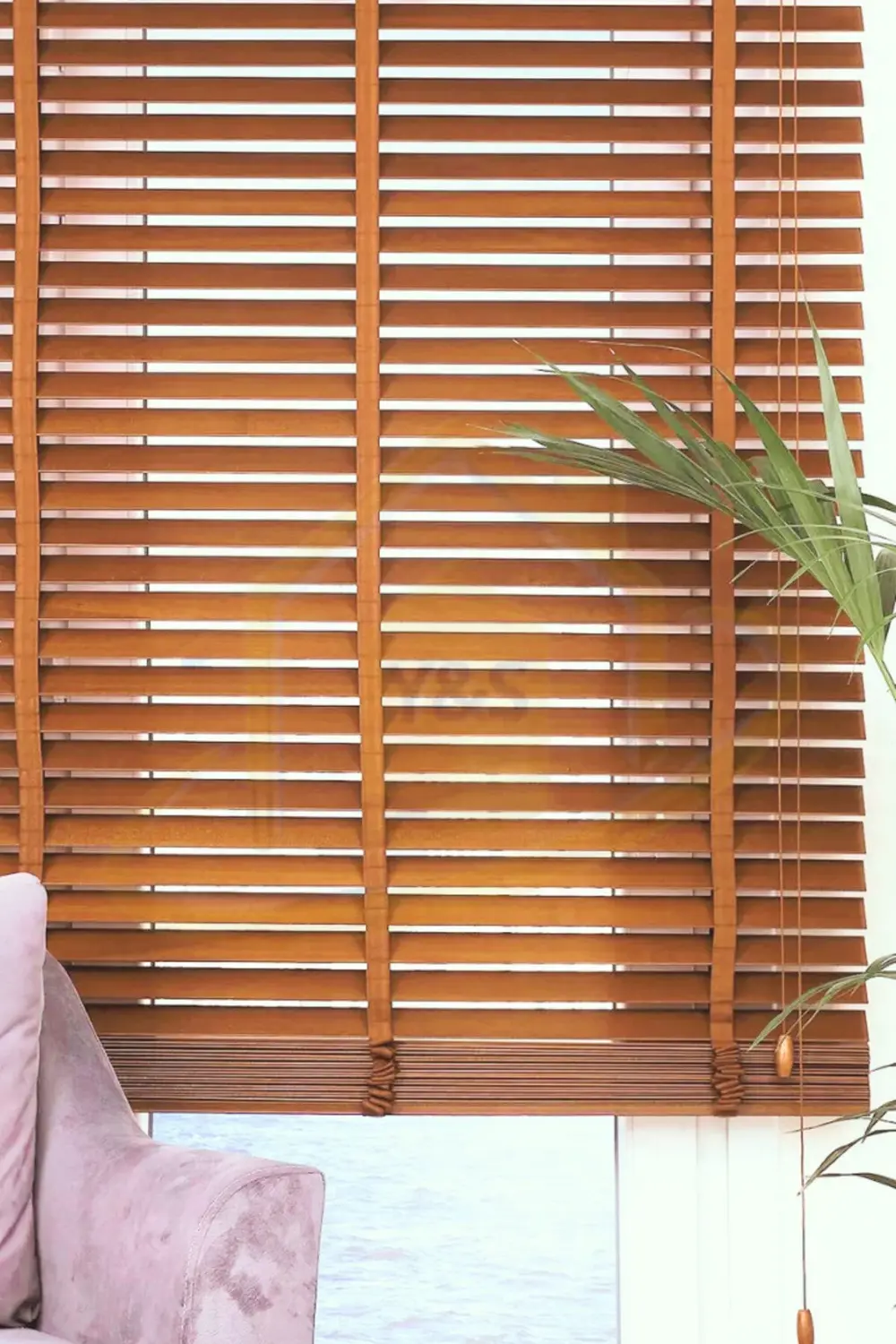 Wooden Blinds %100 Doğal Ahşap Jaluzi Perde 50mm,Alüminyum Kasalı