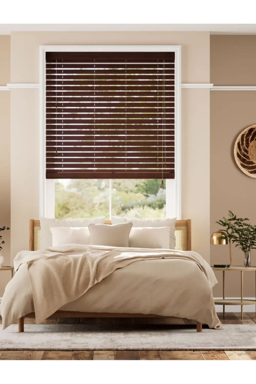 Wooden Blinds %100 Doğal Ahşap Jaluzi Perde 50mm,Alüminyum Kasalı