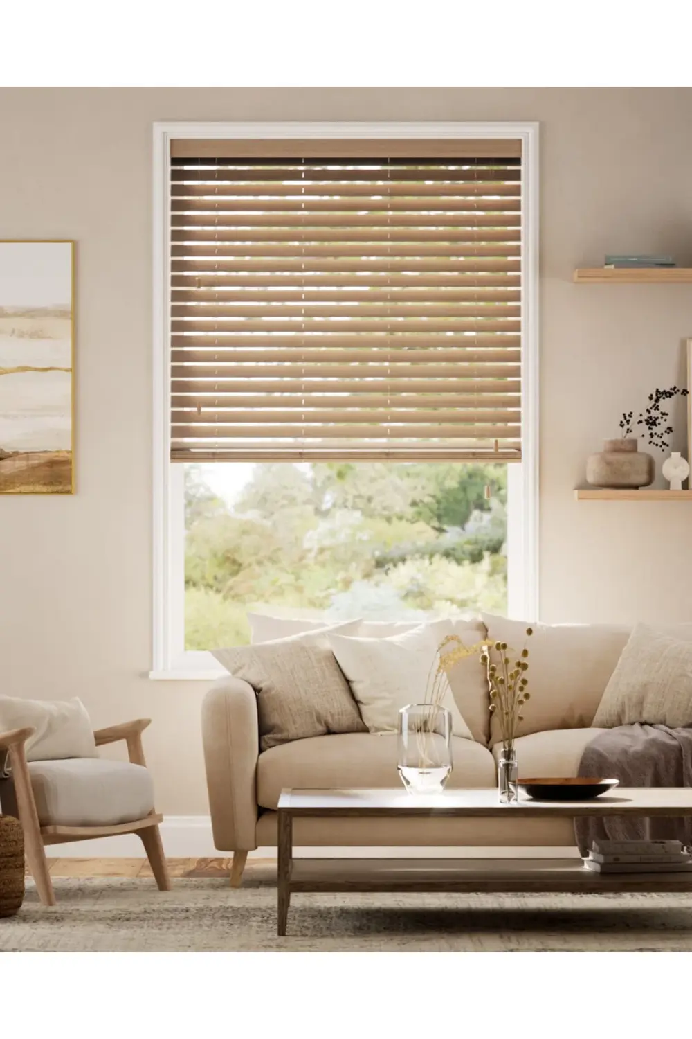 Wooden Blinds %100 Doğal Ahşap Jaluzi Perde 50mm,Alüminyum Kasalı
