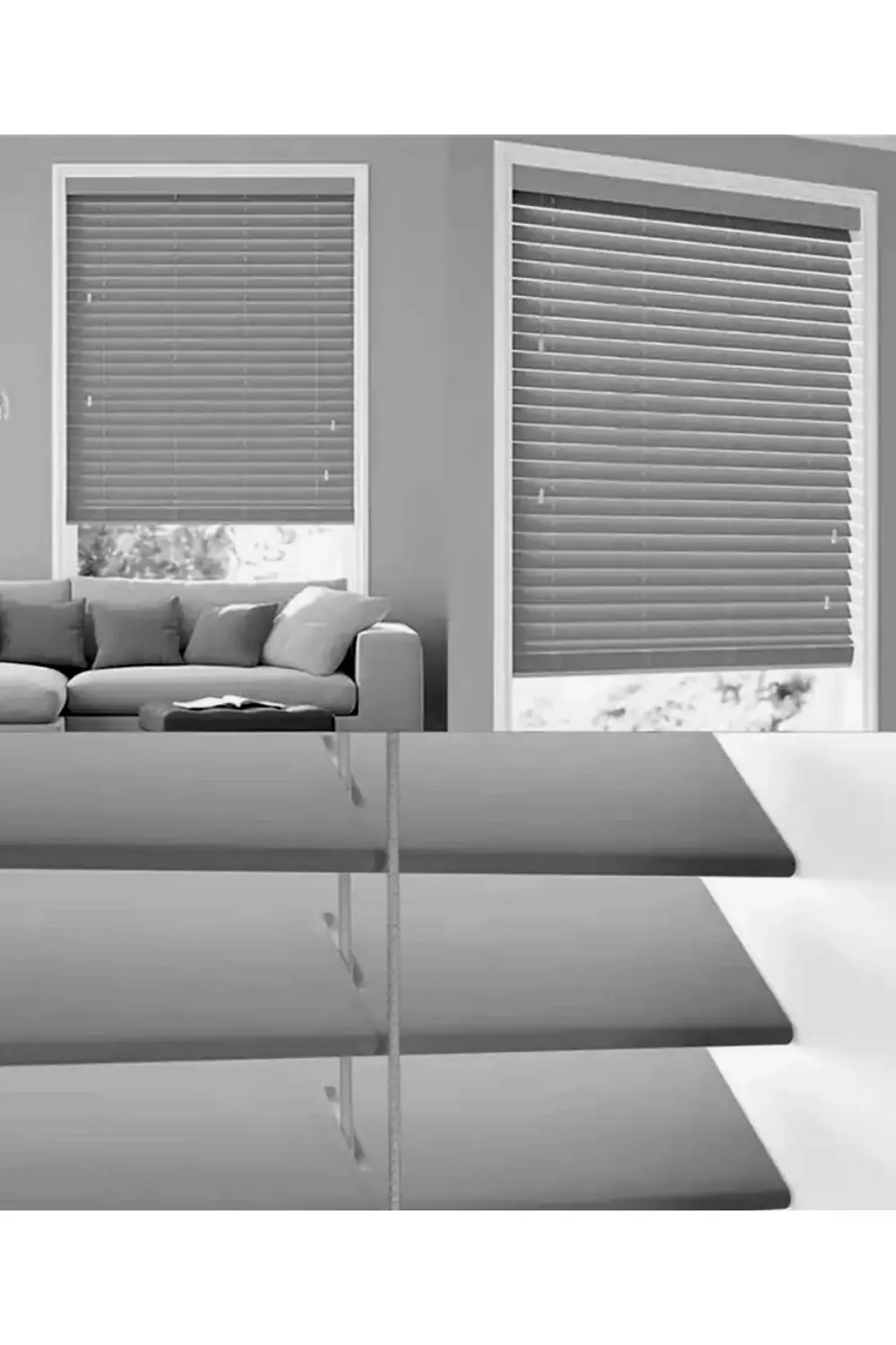 Wooden Blinds %100 Doğal Ahşap Jaluzi Perde 50mm,Alüminyum Kasalı