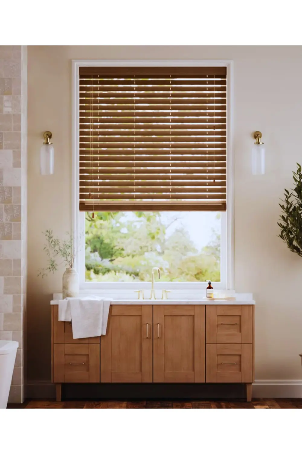 Wooden Blinds %100 Doğal Ahşap Jaluzi Perde 50mm,Alüminyum Kasalı