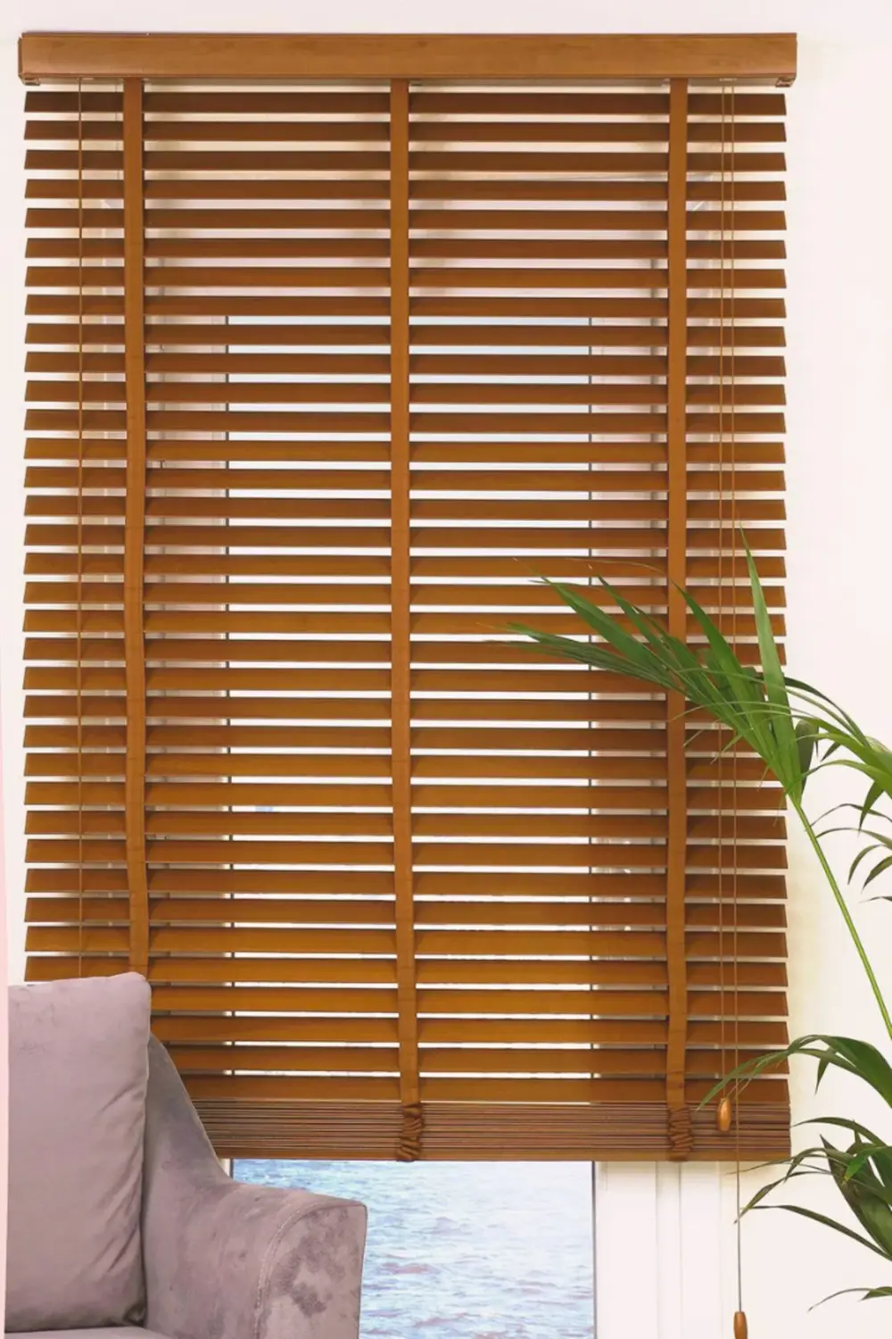 Wooden Blinds %100 Doğal Ahşap Jaluzi Perde 50mm,Alüminyum Kasalı