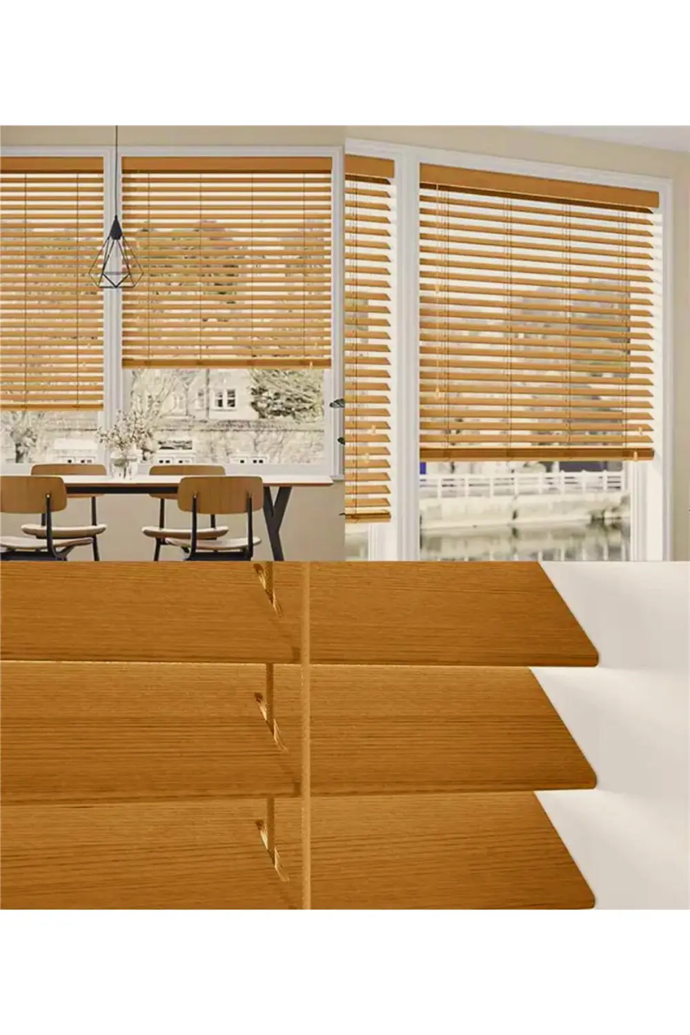 Wooden Blinds %100 Doğal Ahşap Jaluzi Perde 50mm,Alüminyum Kasalı