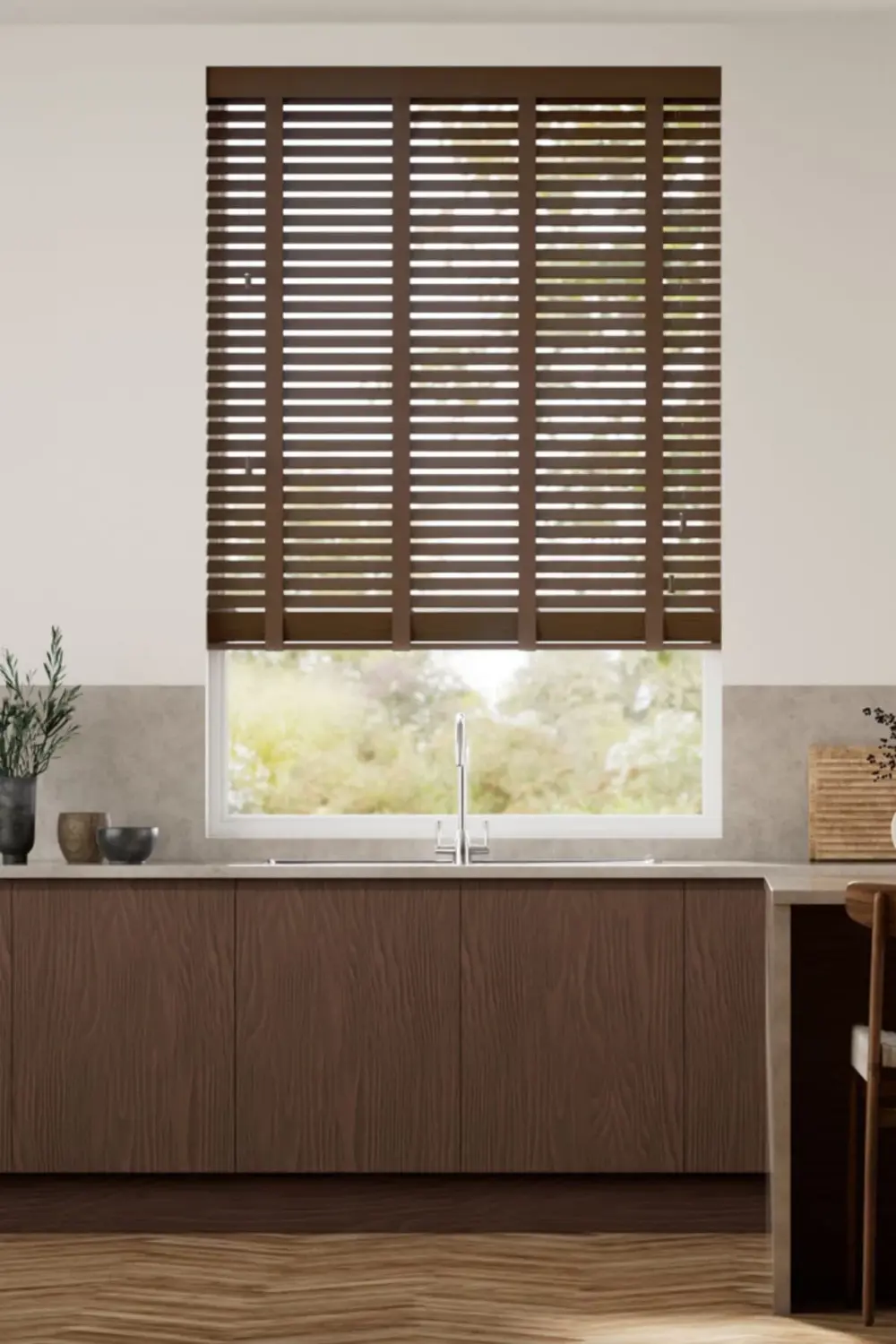 Wooden Blinds %100 Doğal Ahşap Jaluzi Perde 50mm,Alüminyum Kasalı