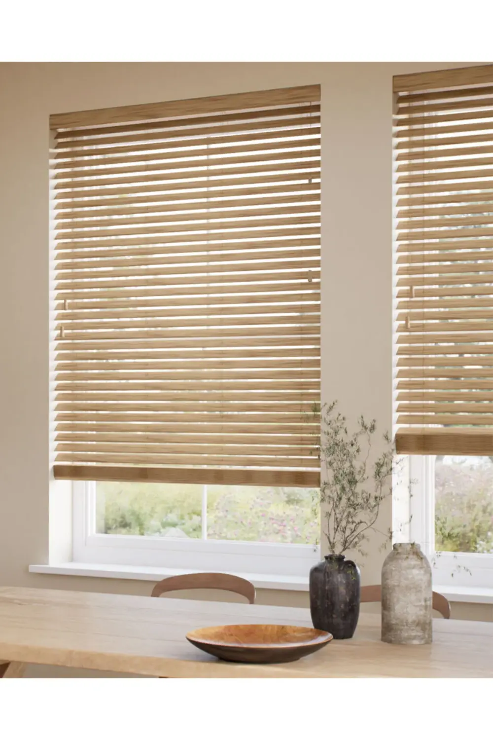Wooden Blinds %100 Doğal Ahşap Jaluzi Perde 50mm,Alüminyum Kasalı